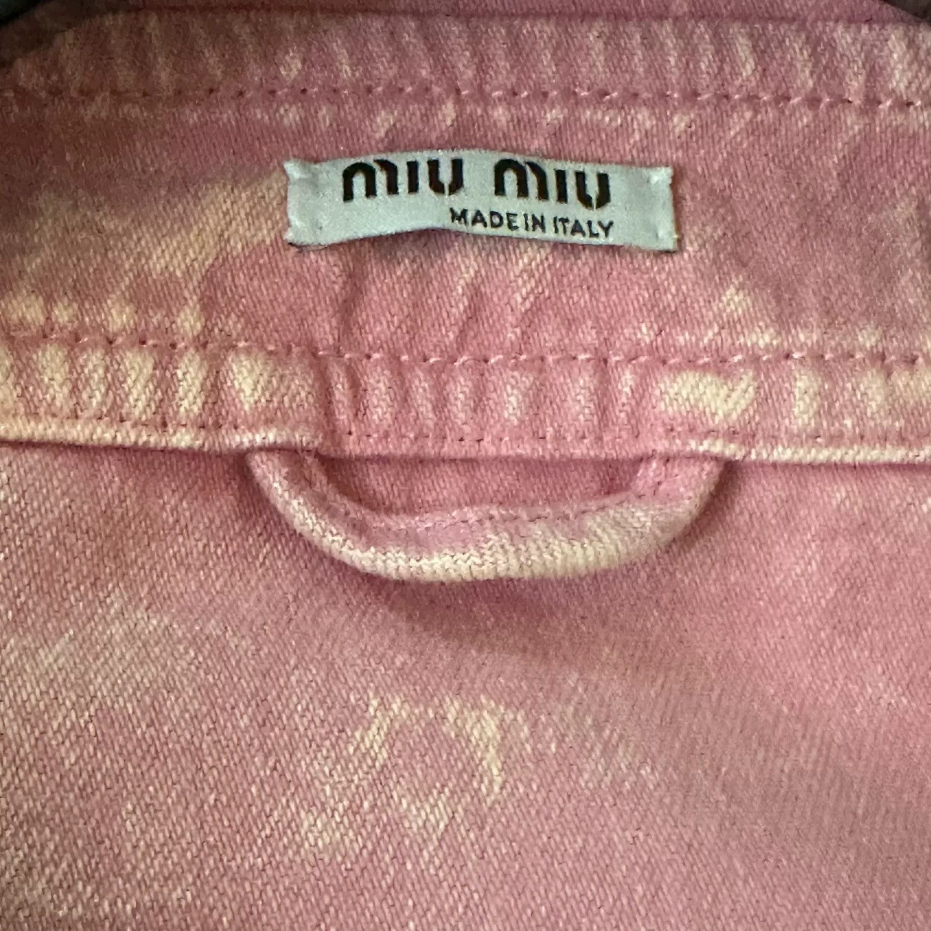Miu Miu Miu Miu Pink Distressed Denim Cropped Jacket Size S / US 4 / IT 40 - 2 Thumbnail