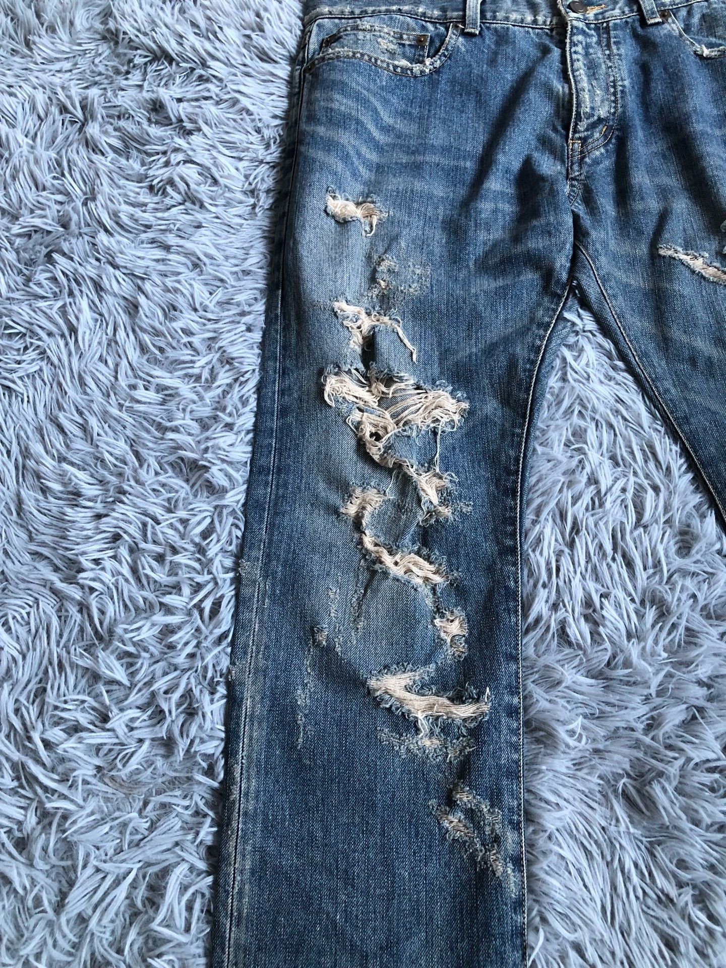 Saint Laurent Paris Saint Laurent SLP 13FW Runway Distressed Jeans Size US 34 / EU 50 - 3 Thumbnail