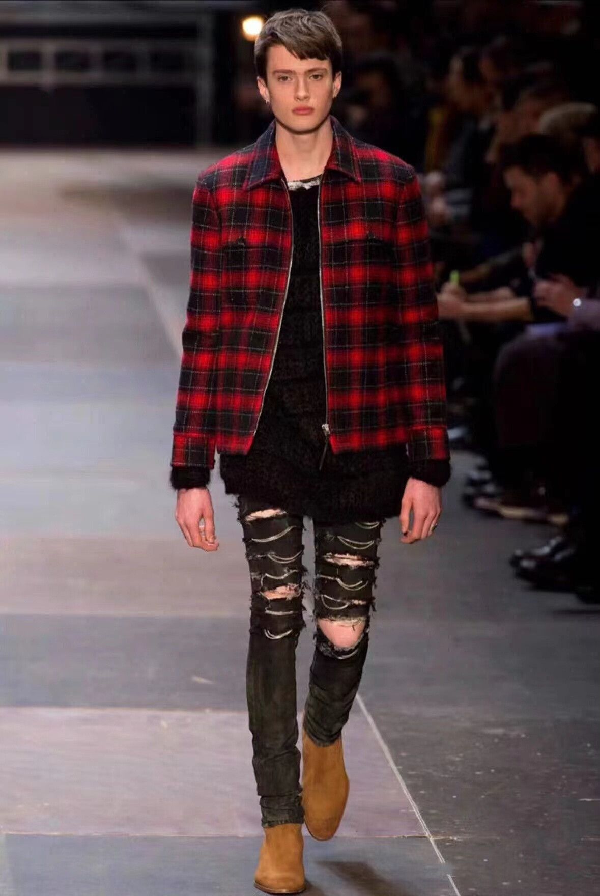Saint Laurent Paris Saint Laurent 13FW Red Plaid Zip Jacket Size US L / EU 52-54 / 3 - 8 Thumbnail