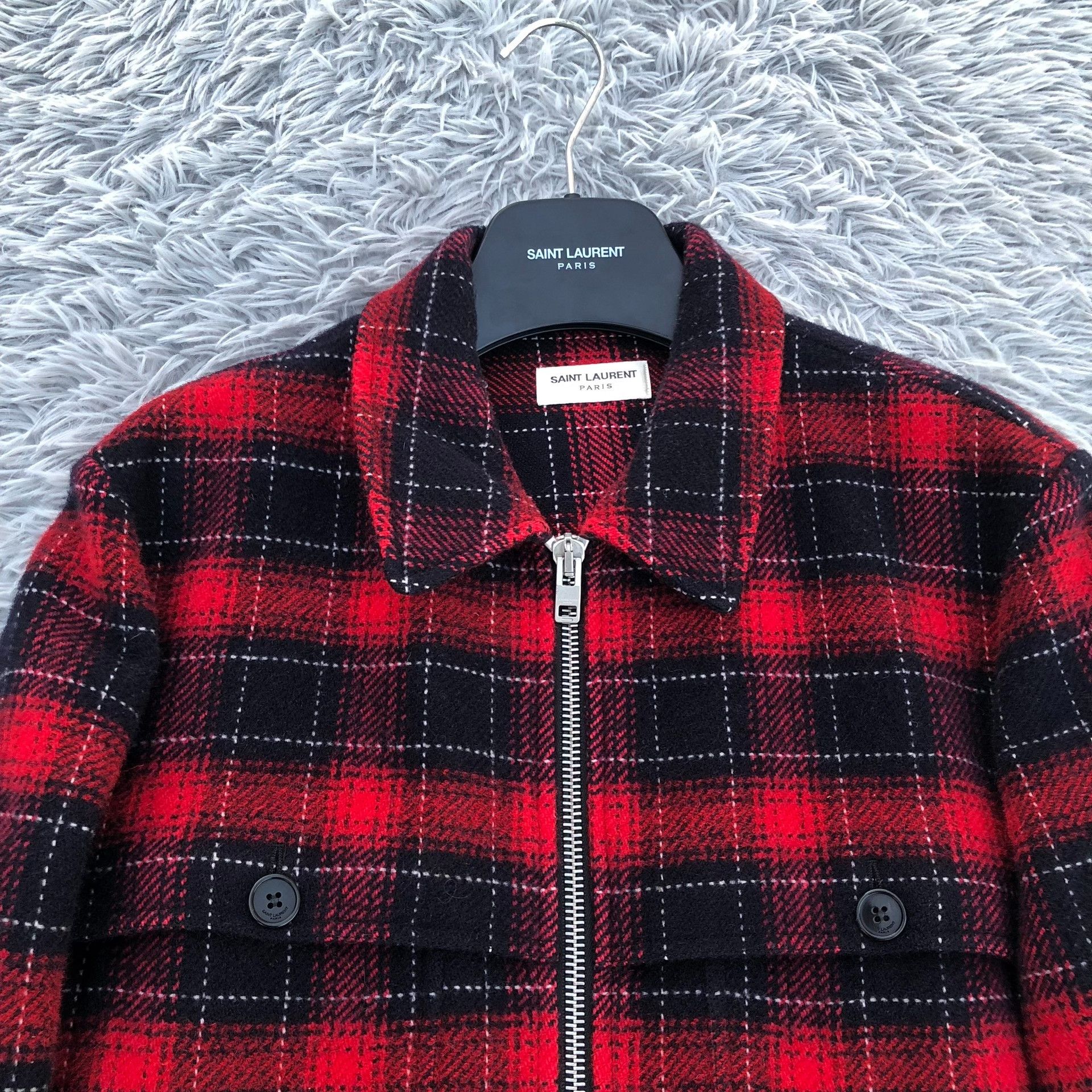 Saint Laurent Paris Saint Laurent 13FW Red Plaid Zip Jacket Size US L / EU 52-54 / 3 - 2 Thumbnail