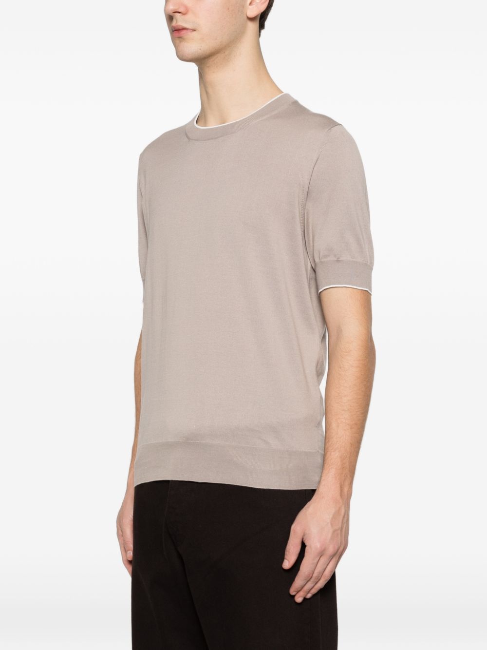 Brunello Cucinelli KNITTED COTTON T-SHIRT Size US XL / EU 56 / 4 - 4 Thumbnail