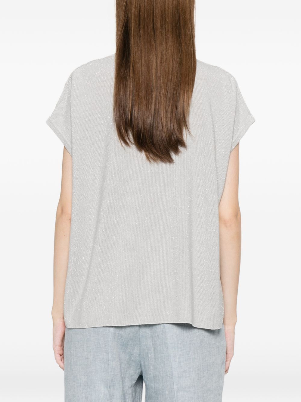 Fabiana Filippi COTTON V-NECKED TOP Size M / US 6-8 / IT 42-44 - 2 Thumbnail