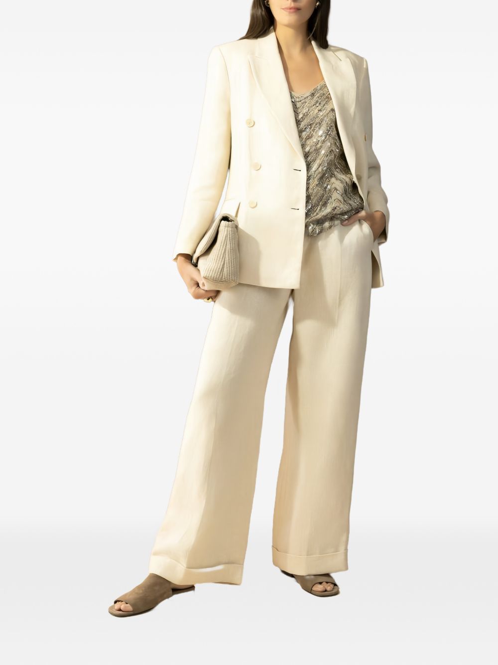 Brunello Cucinelli LINEN DOUBLE-BREASTED JACKET Size S / US 4 / IT 40 - 3 Thumbnail