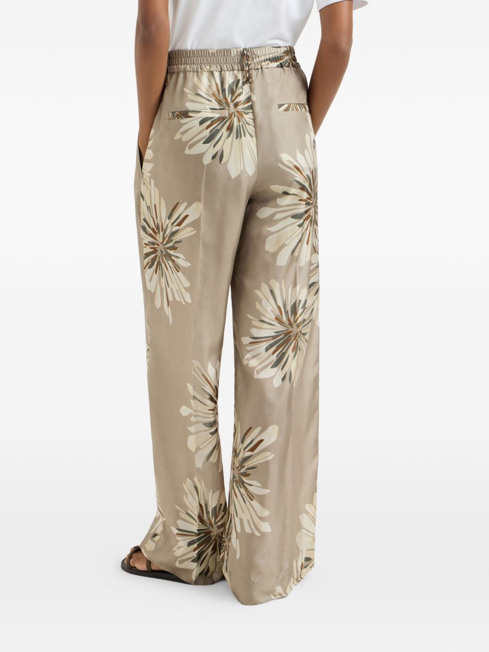 Brunello Cucinelli PRINTED SILK TROUSERS Size 26" / US 2 / IT 38 - 2 Thumbnail