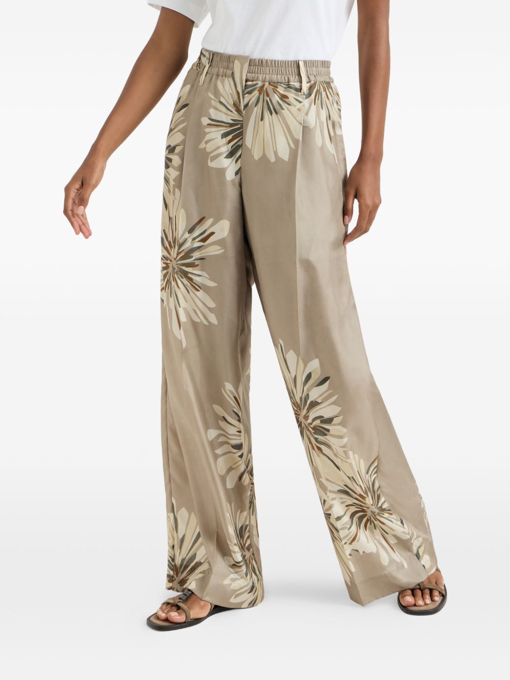 Brunello Cucinelli PRINTED SILK TROUSERS Size 26" / US 2 / IT 38 - 4 Thumbnail