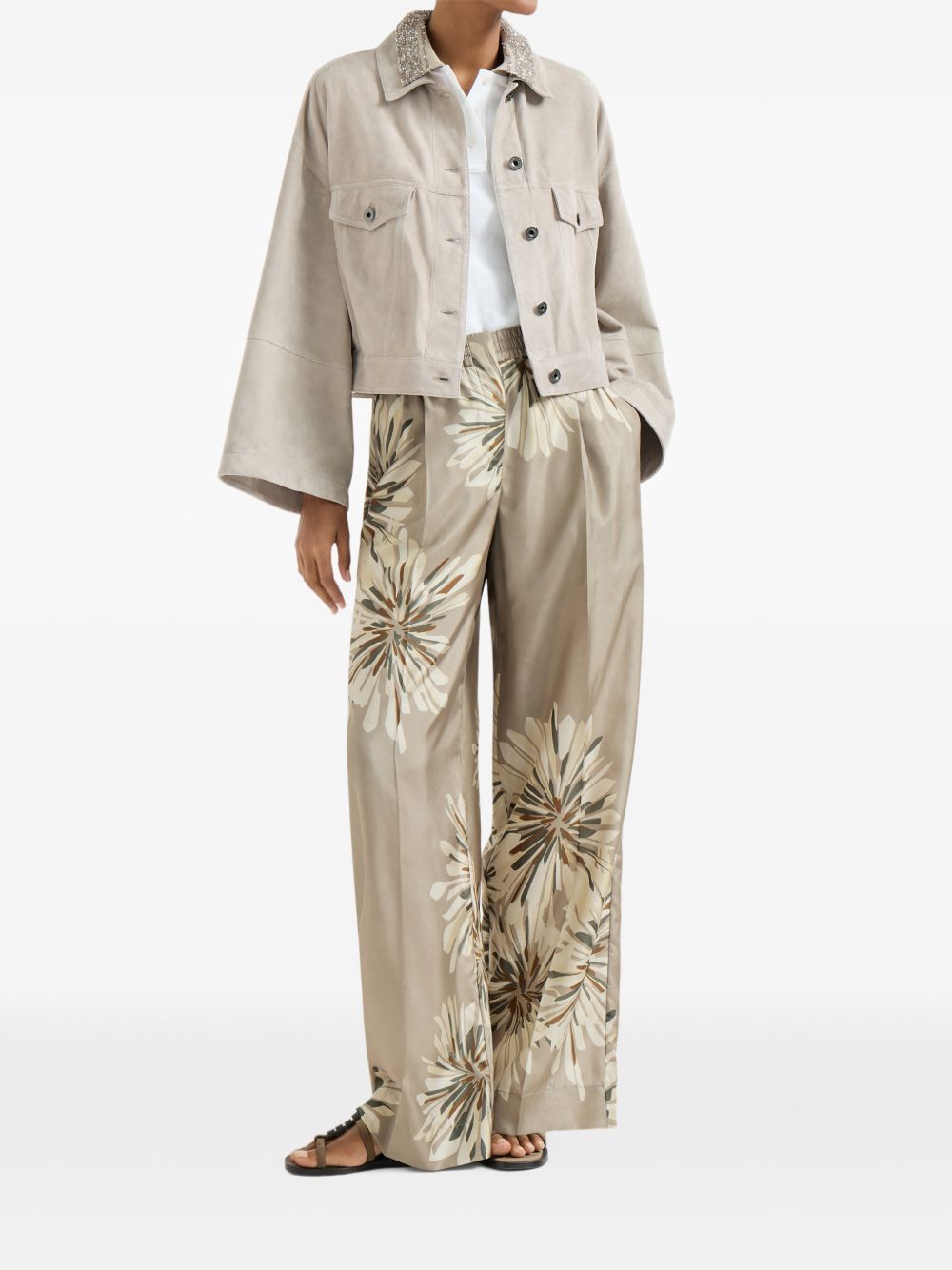 Brunello Cucinelli PRINTED SILK TROUSERS Size 27" / US 4 / IT 40 - 5 Thumbnail