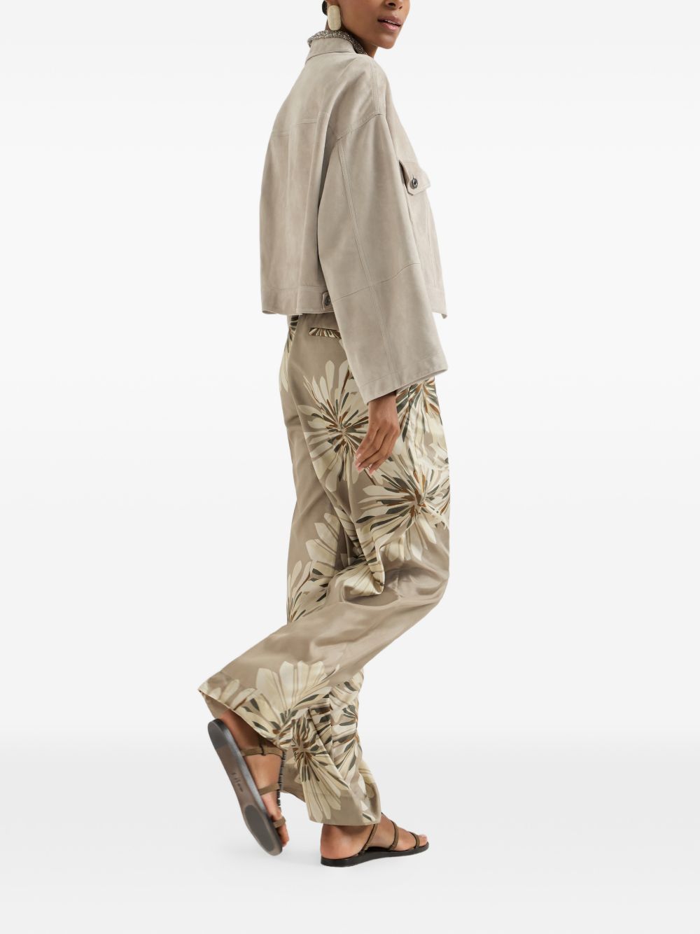 Brunello Cucinelli PRINTED SILK TROUSERS Size 27" / US 4 / IT 40 - 3 Thumbnail