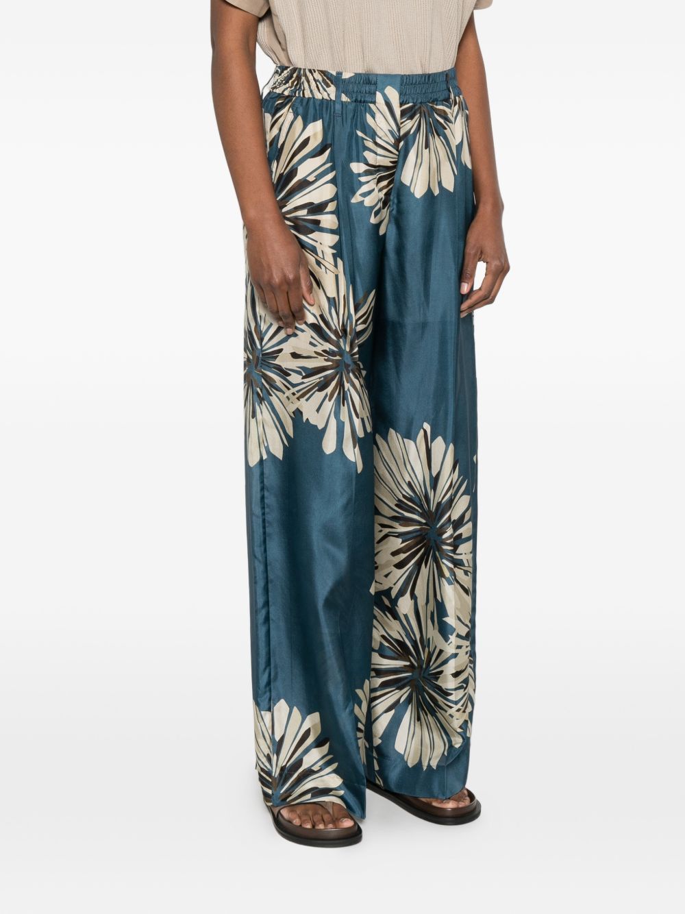 Brunello Cucinelli PRINTED SILK TROUSERS Size 26" / US 2 / IT 38 - 3 Thumbnail