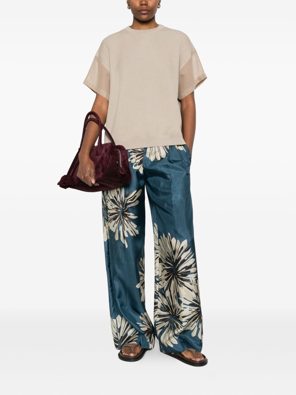 Brunello Cucinelli PRINTED SILK TROUSERS Size 27" / US 4 / IT 40 - 4 Thumbnail
