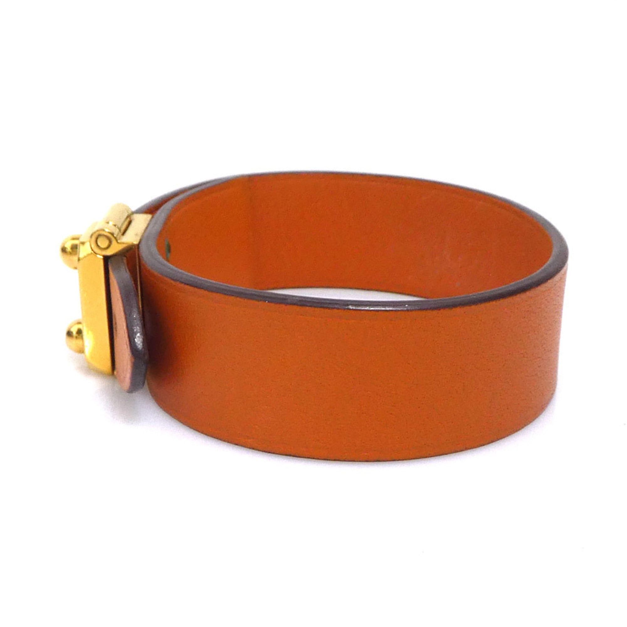 Hermes Hermes Hermès Sac Adepeche Leather Bracelet in Orange and Gold for Women, Free Shipping, r11081a Size ONE SIZE - 4 Thumbnail