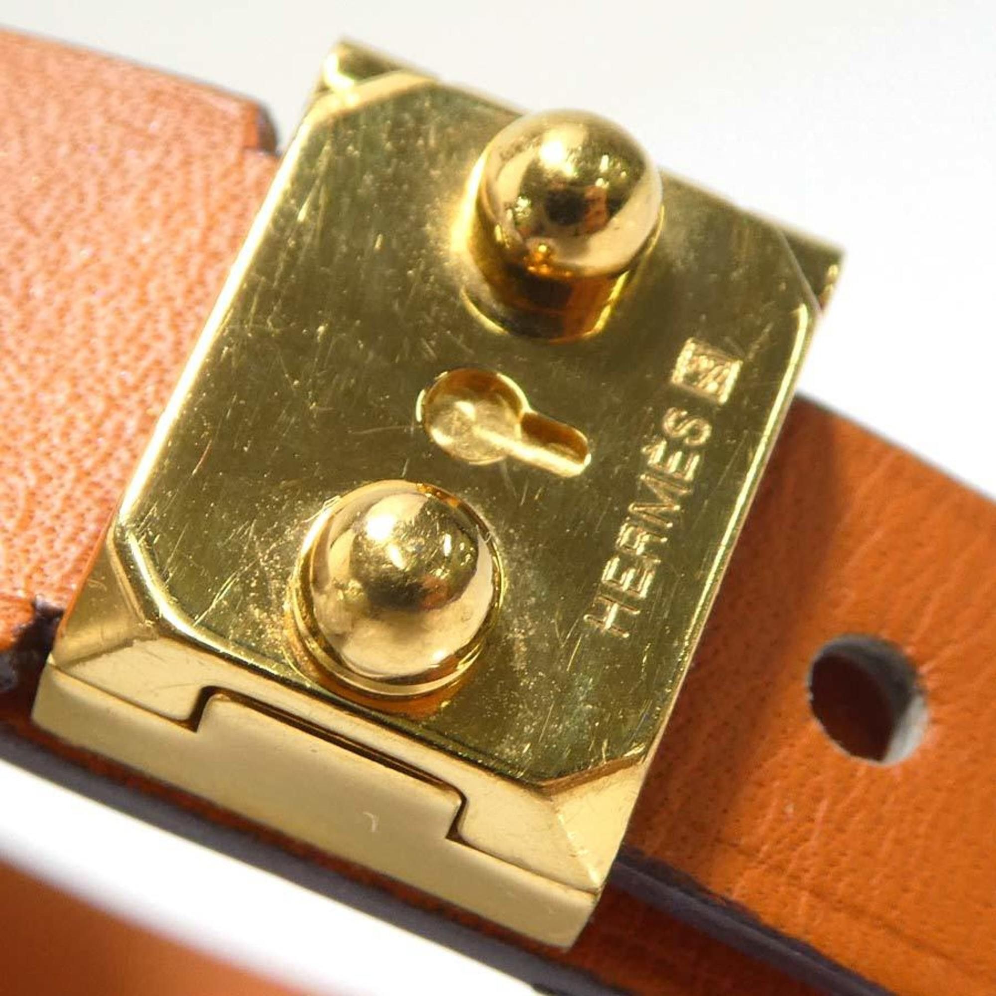 Hermes Hermes Hermès Sac Adepeche Leather Bracelet in Orange and Gold for Women, Free Shipping, r11081a Size ONE SIZE - 10 Thumbnail