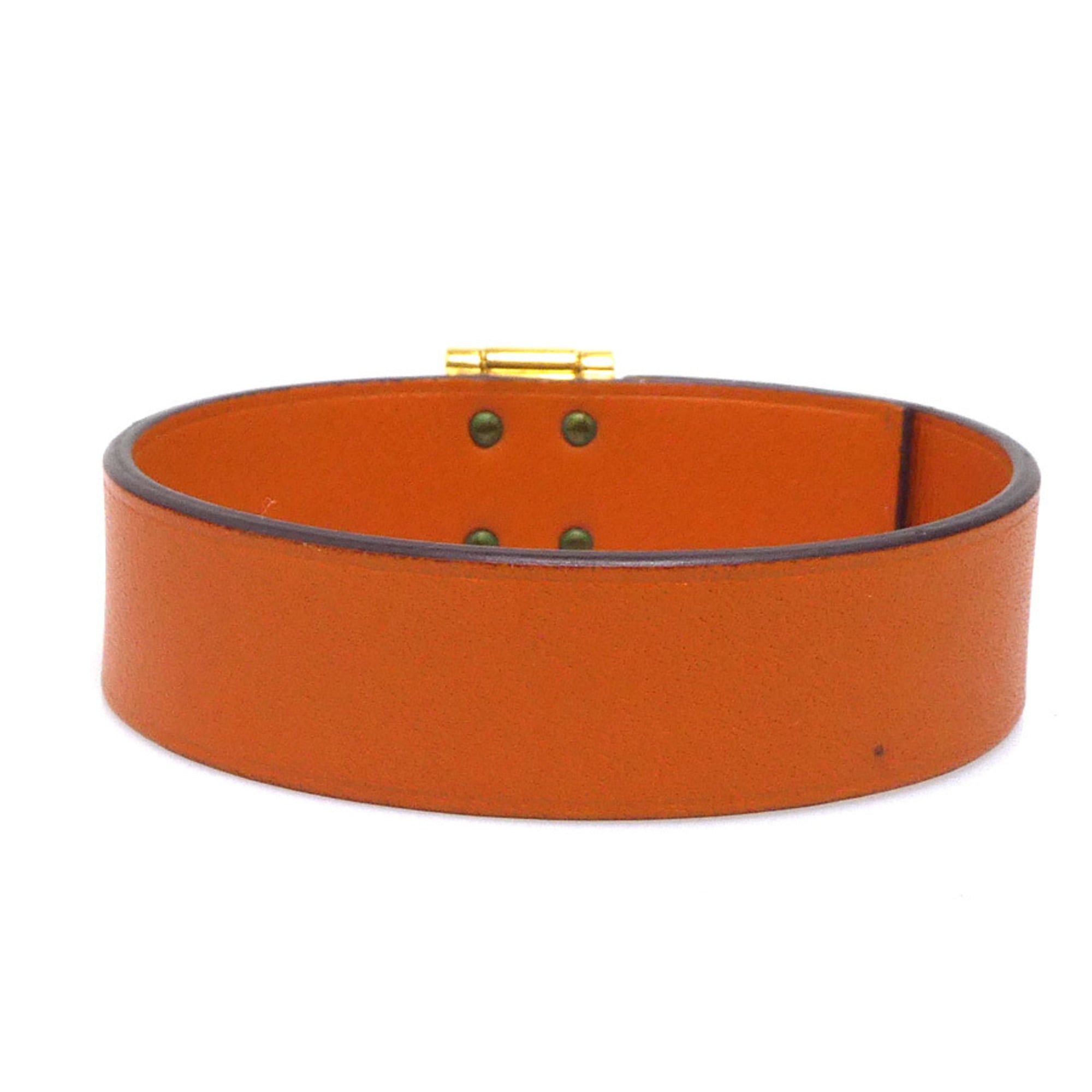 Hermes Hermes Hermès Sac Adepeche Leather Bracelet in Orange and Gold for Women, Free Shipping, r11081a Size ONE SIZE - 3 Thumbnail