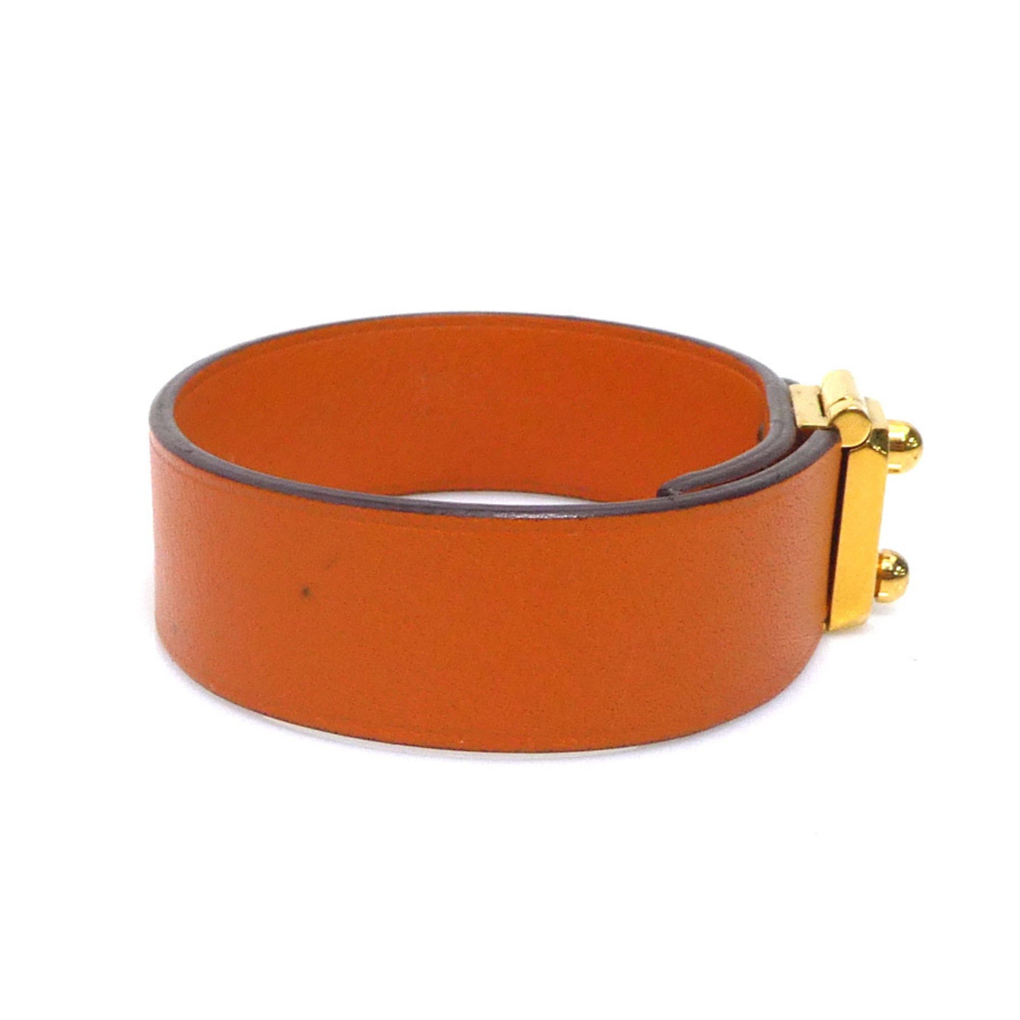 Hermes Hermes Hermès Sac Adepeche Leather Bracelet in Orange and Gold for Women, Free Shipping, r11081a Size ONE SIZE - 2 Thumbnail