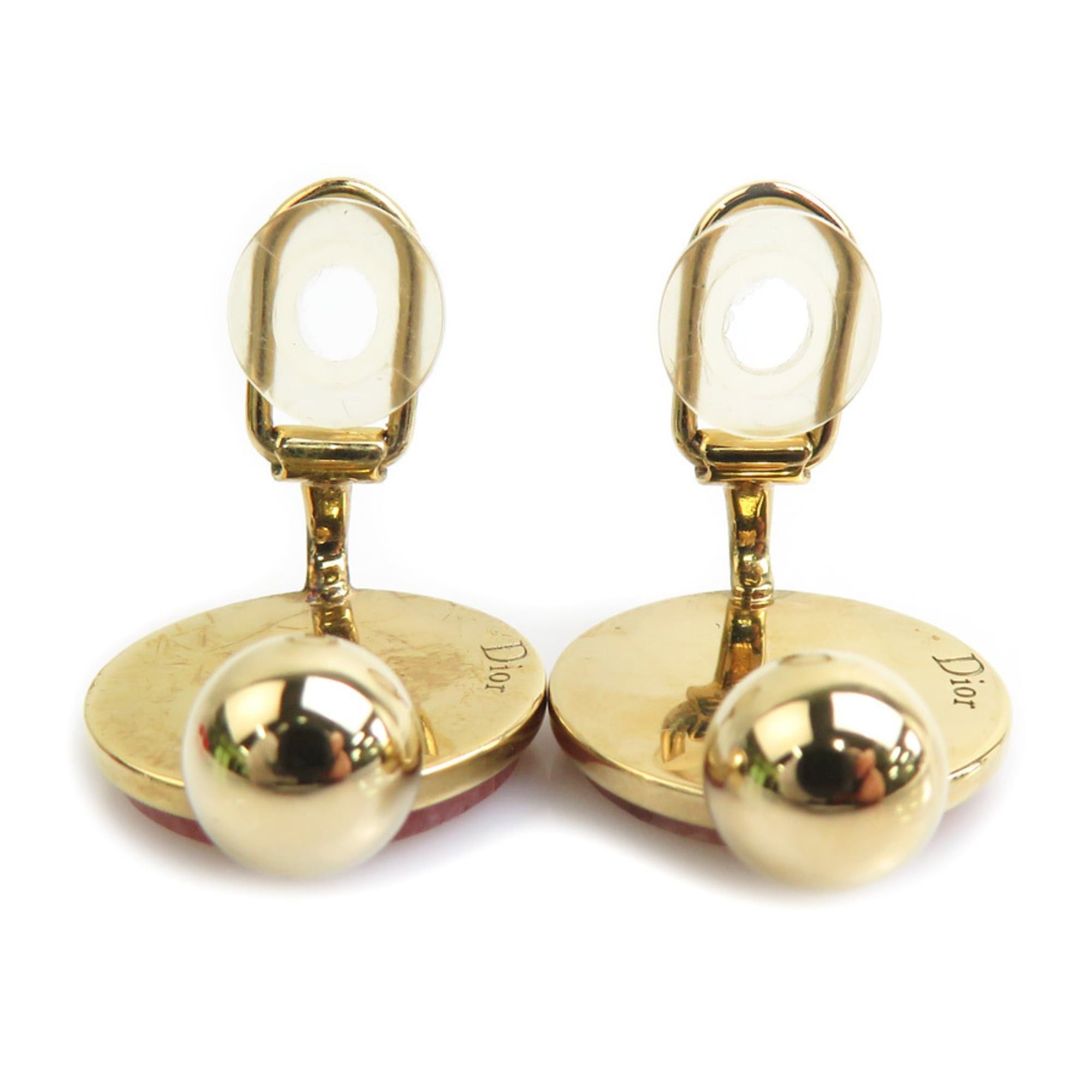 Dior Christian Dior Earrings, Metal and Stone, Gold Pink, Women's, Free Shipping, r11078a Size ONE SIZE - 6 Thumbnail