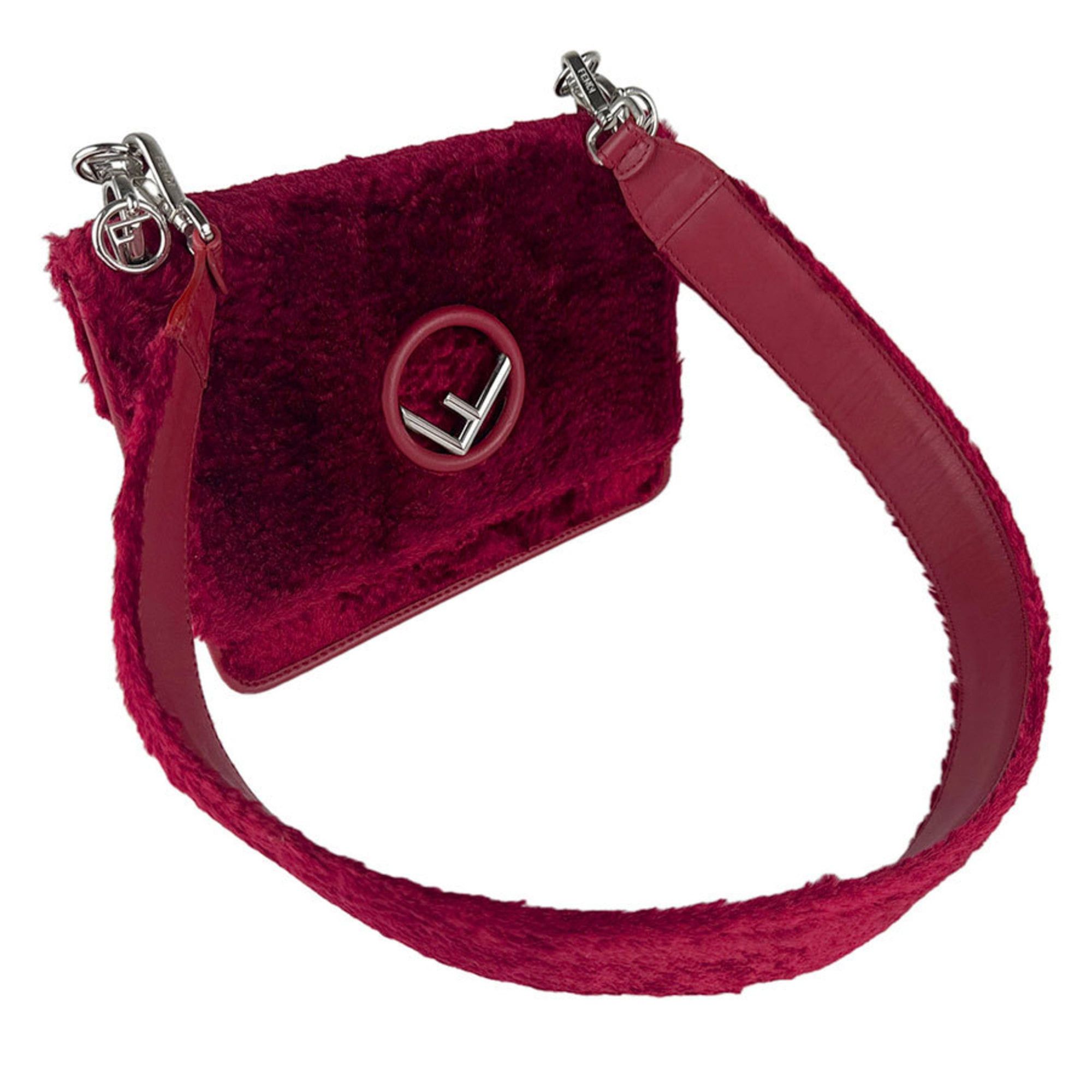 Fendi Fendi Canayef fur shoulder bag in red, women's, 8BT284 A06E, free shipping, z8922 Size ONE SIZE - 10 Thumbnail
