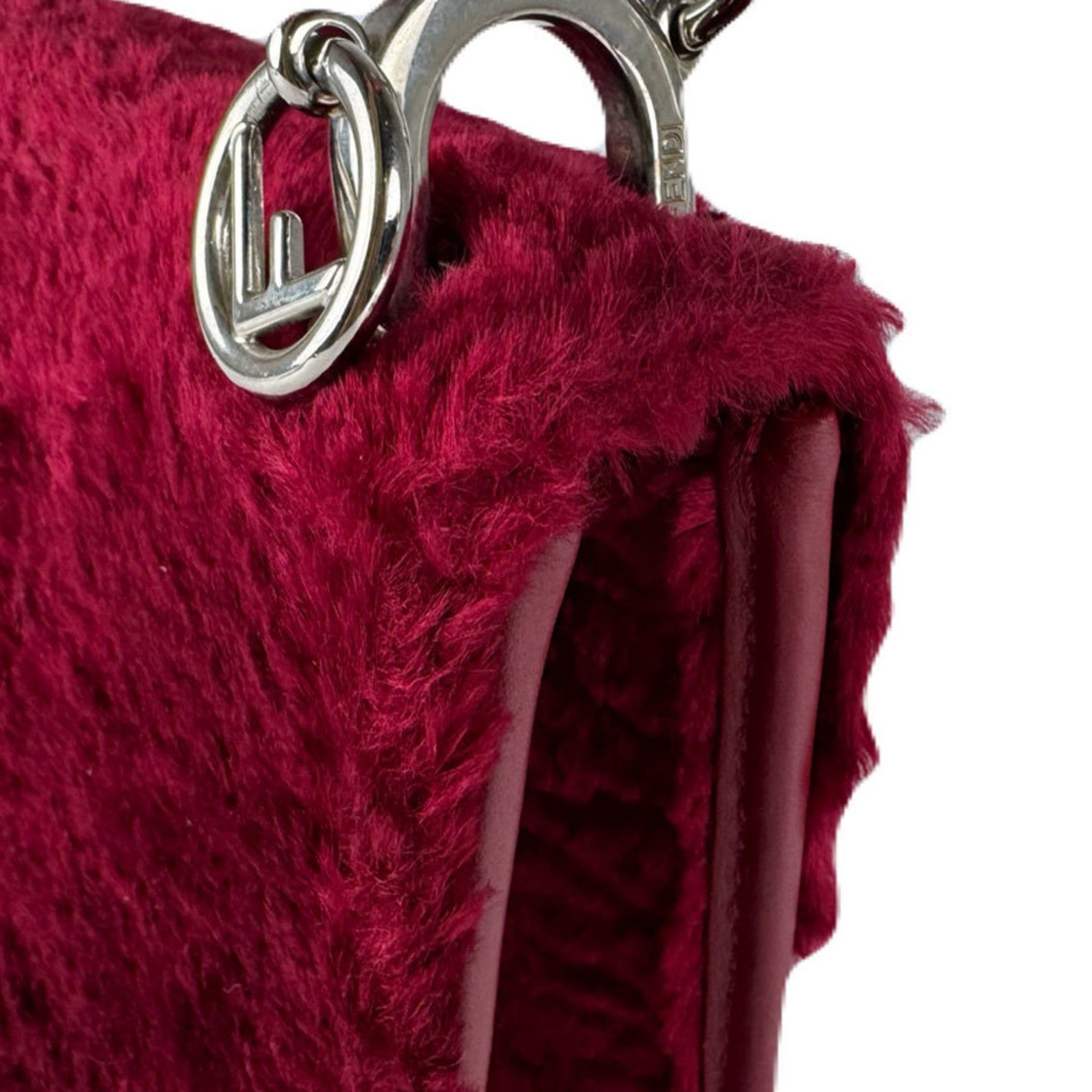 Fendi Fendi Canayef fur shoulder bag in red, women's, 8BT284 A06E, free shipping, z8922 Size ONE SIZE - 7 Thumbnail