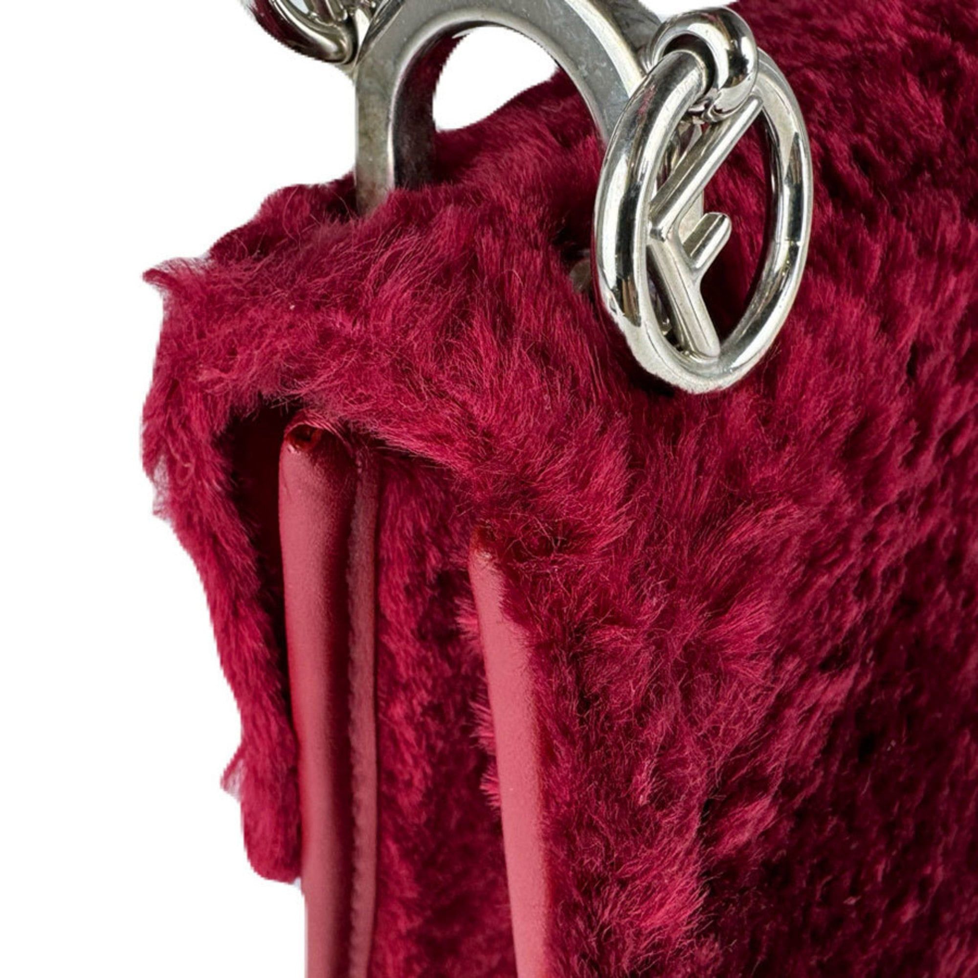 Fendi Fendi Canayef fur shoulder bag in red, women's, 8BT284 A06E, free shipping, z8922 Size ONE SIZE - 6 Thumbnail