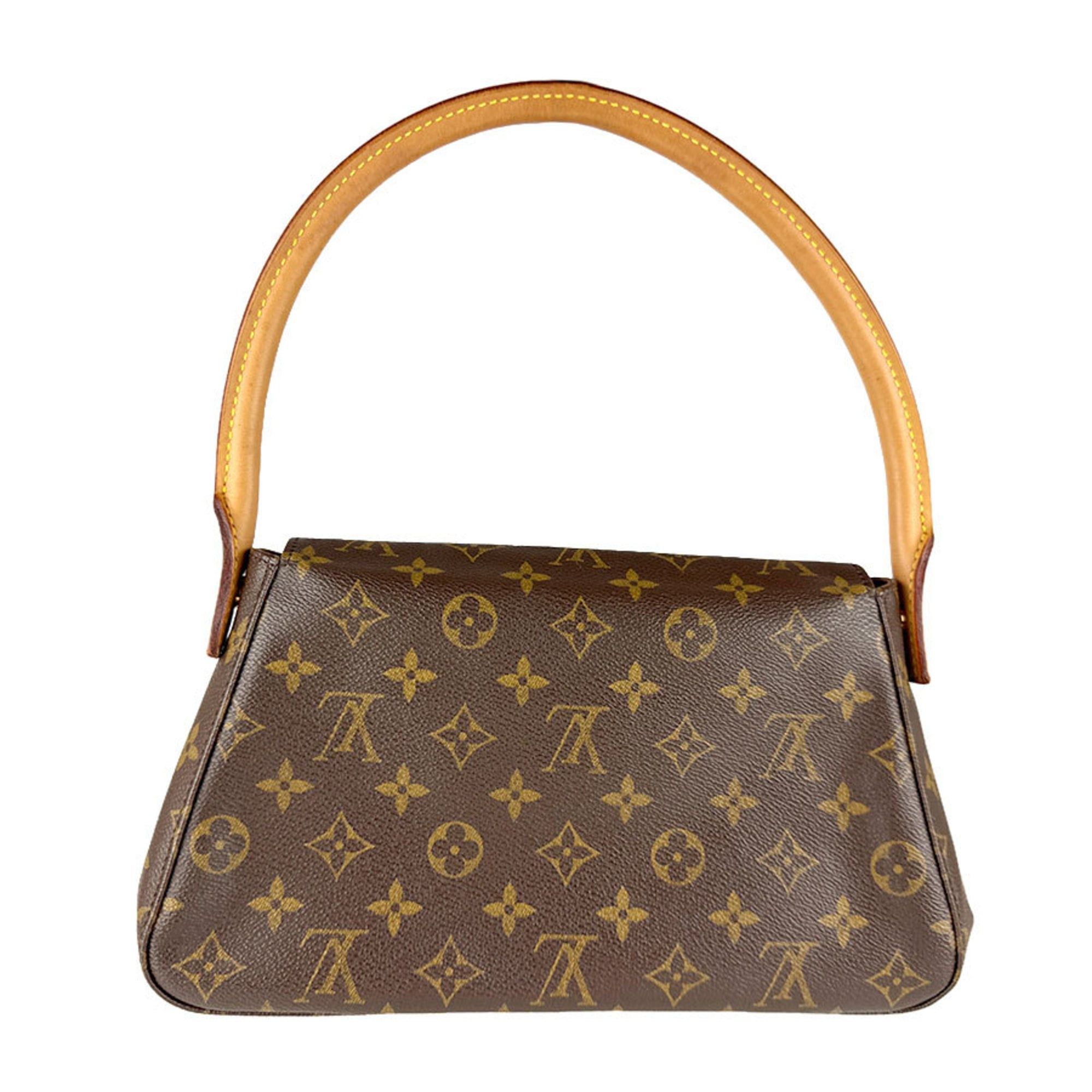 Louis Vuitton Louis Vuitton Monogram Mini Looping Shoulder Bag in Canvas, Brown, Women's, M51147, Free Shipping, z8894 Size ONE SIZE - 3 Thumbnail
