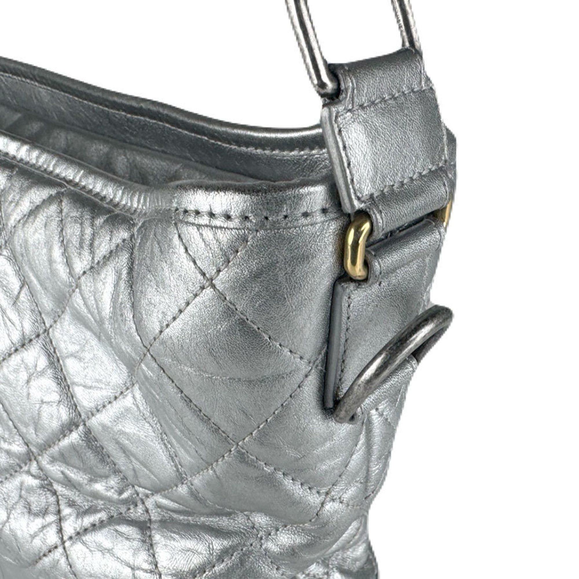 Chanel CHANEL Gabrielle de Chanel Shoulder Bag, Leather, Silver, Women's, Free Shipping, z8885 Size ONE SIZE - 7 Thumbnail