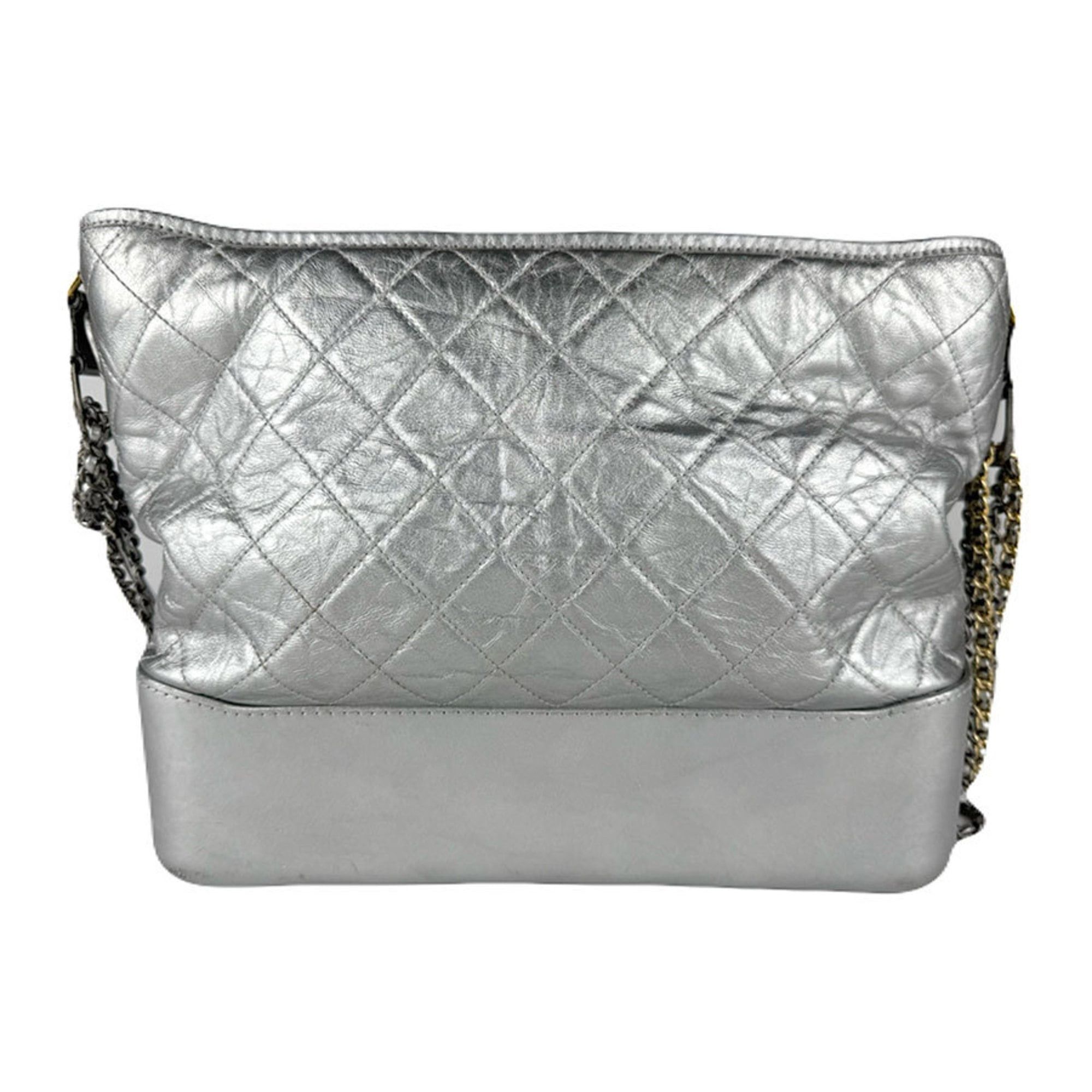 Chanel CHANEL Gabrielle de Chanel Shoulder Bag, Leather, Silver, Women's, Free Shipping, z8885 Size ONE SIZE - 3 Thumbnail