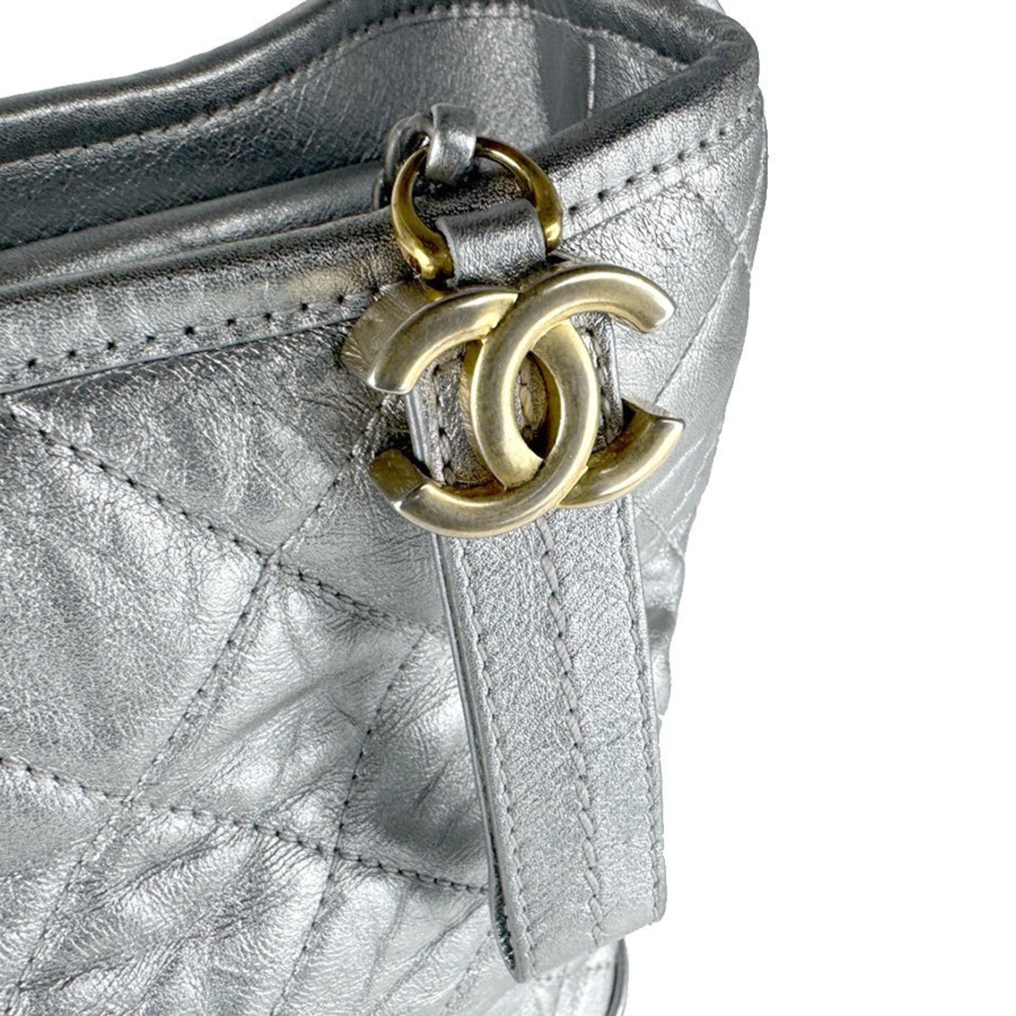 Chanel CHANEL Gabrielle de Chanel Shoulder Bag, Leather, Silver, Women's, Free Shipping, z8885 Size ONE SIZE - 11 Thumbnail