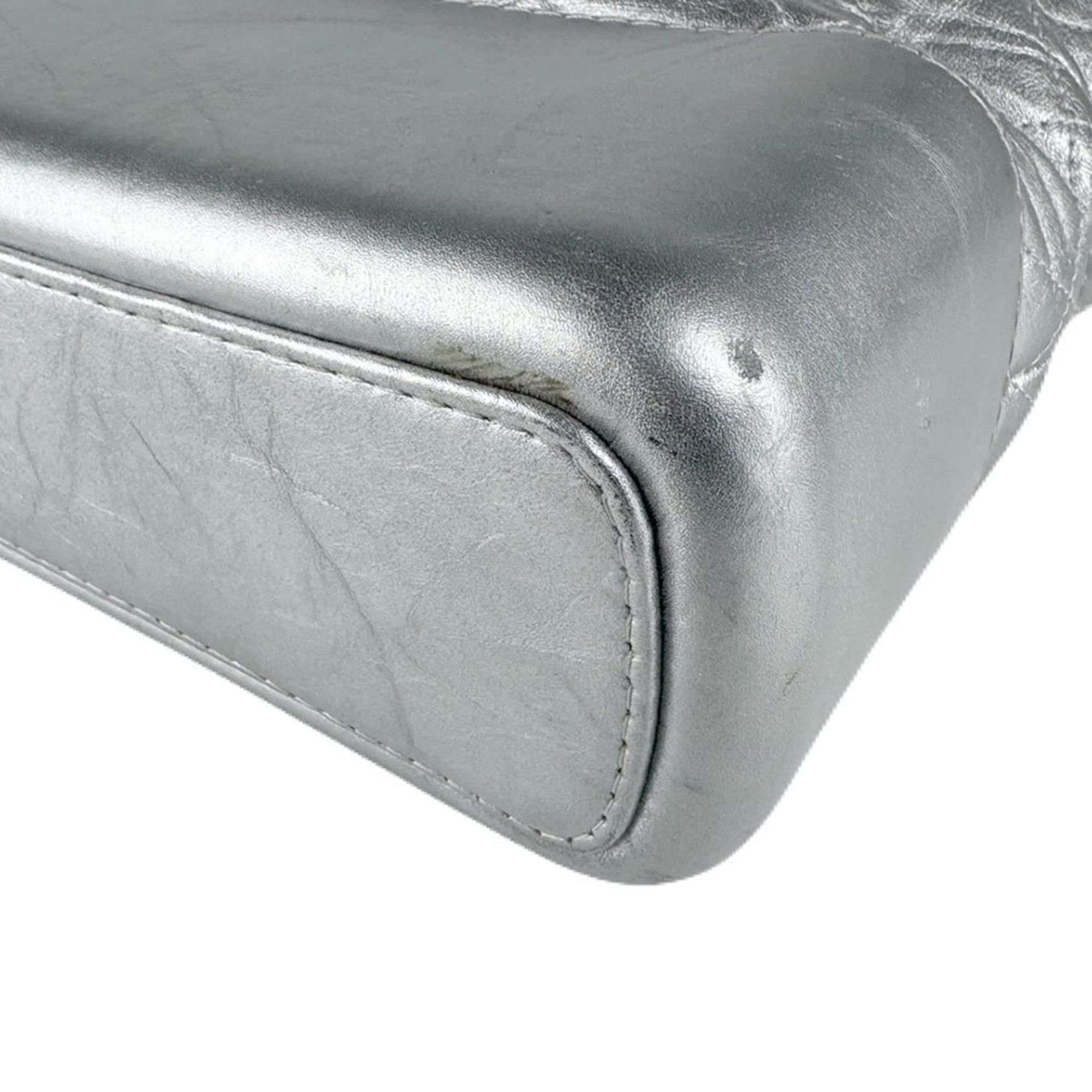 Chanel CHANEL Gabrielle de Chanel Shoulder Bag, Leather, Silver, Women's, Free Shipping, z8885 Size ONE SIZE - 9 Thumbnail