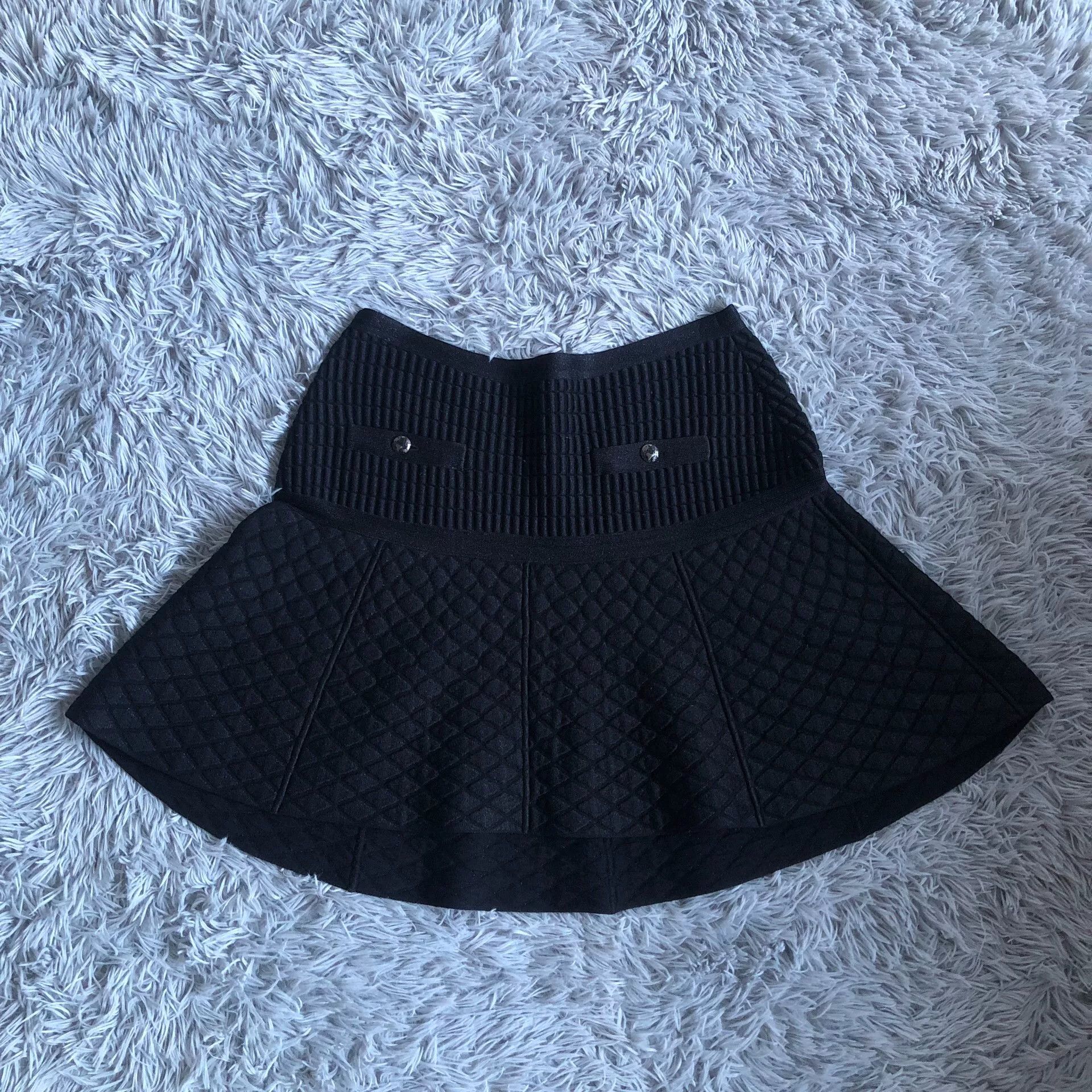 Chanel Chanel Black Quilted Glitter Skirt Size 40" / US 18 - 4 Thumbnail