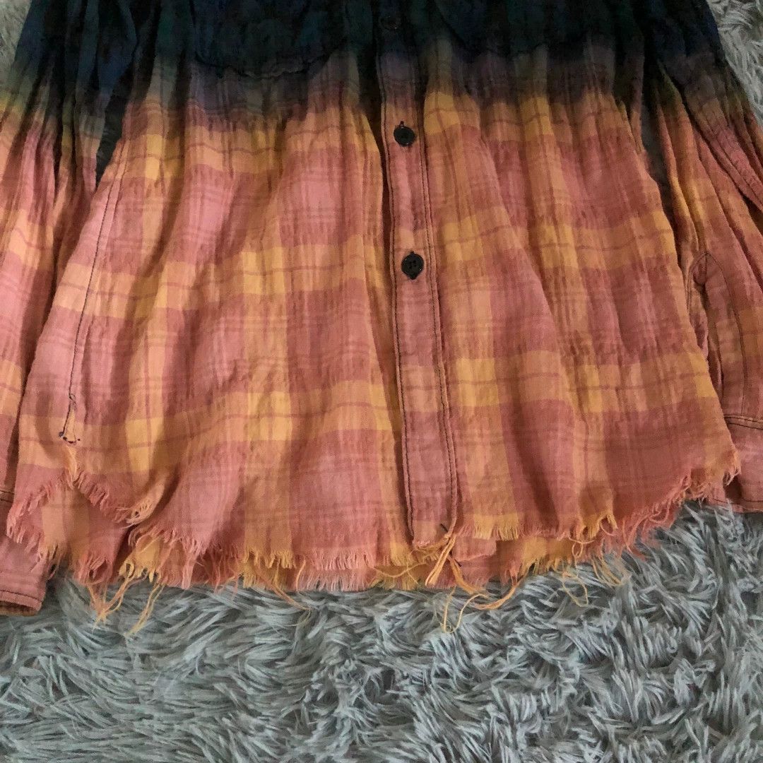 Saint Laurent 16SS Gradient Distressed Hem Shirt