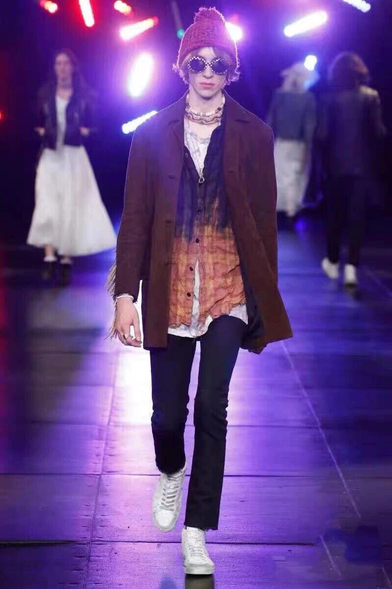 Saint Laurent 16SS Gradient Distressed Hem Shirt