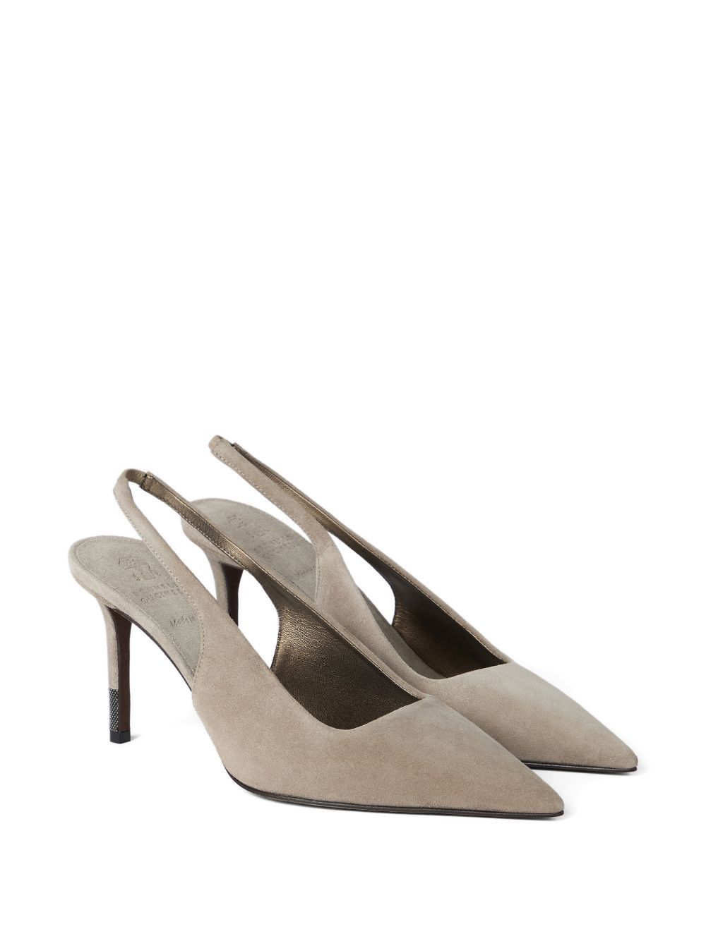 Brunello Cucinelli SUEDE LEATHER SLINGBACK PUMPS Size US 8 / IT 38 - 3 Thumbnail