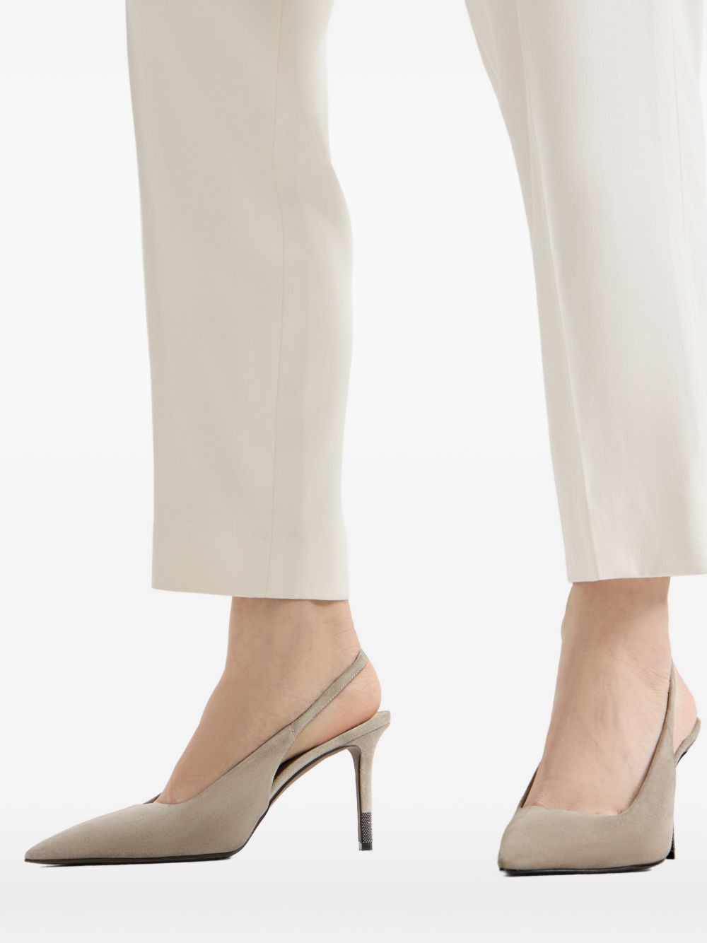 Brunello Cucinelli SUEDE LEATHER SLINGBACK PUMPS Size US 11 / IT 41 - 4 Thumbnail