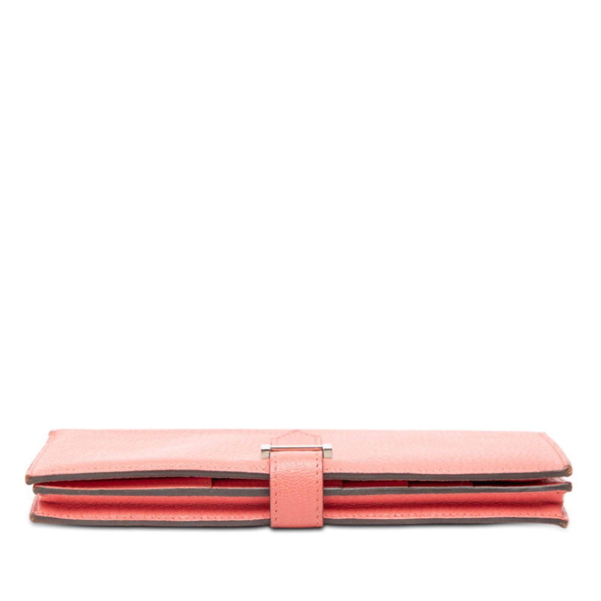 Hermes Hermès Bearn Souffle Long Wallet, Pink, Flamingo Design, Silver Hardware, Chevre Leather, Women's, HERMES Size ONE SIZE - 3 Thumbnail