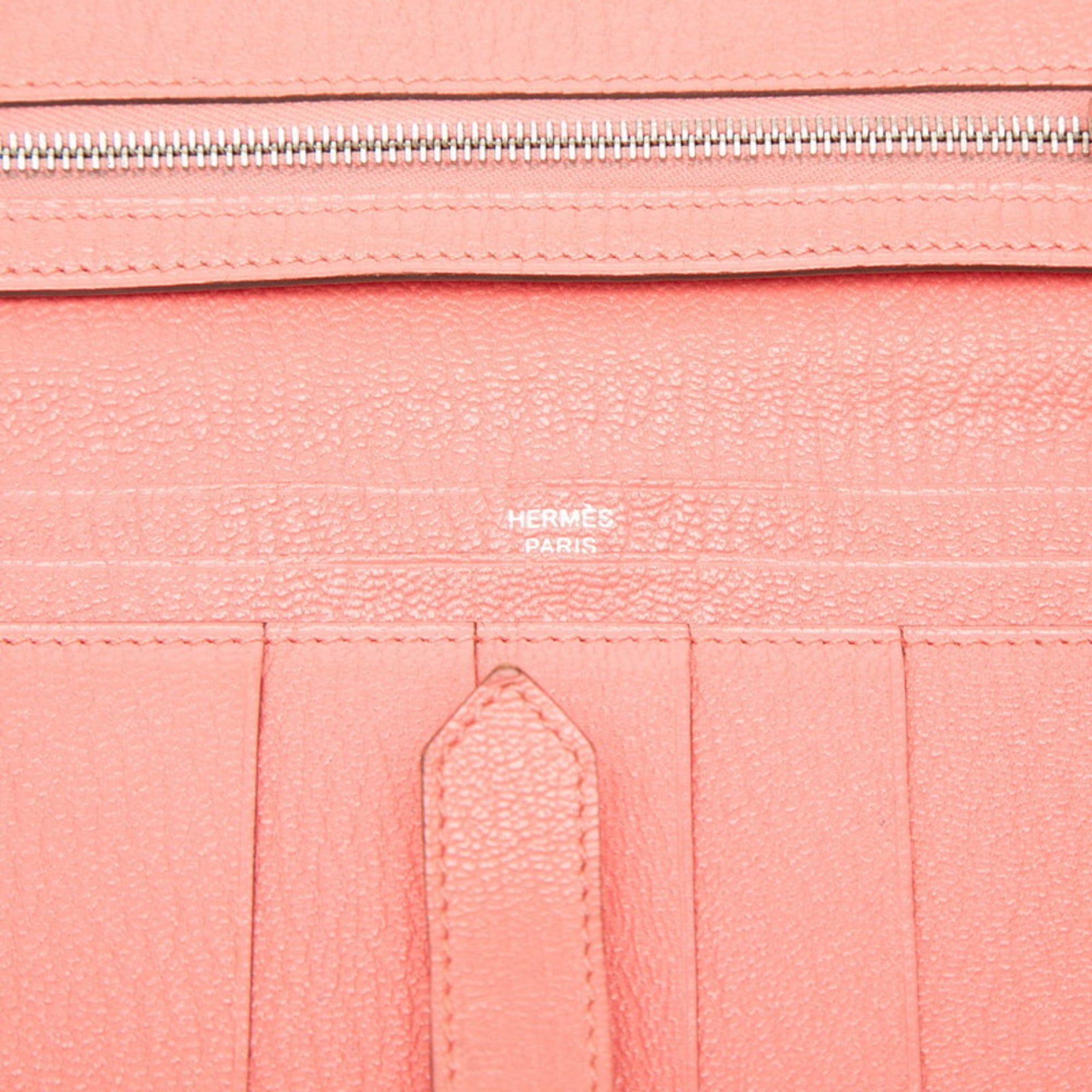 Hermes Hermès Bearn Souffle Long Wallet, Pink, Flamingo Design, Silver Hardware, Chevre Leather, Women's, HERMES Size ONE SIZE - 6 Thumbnail