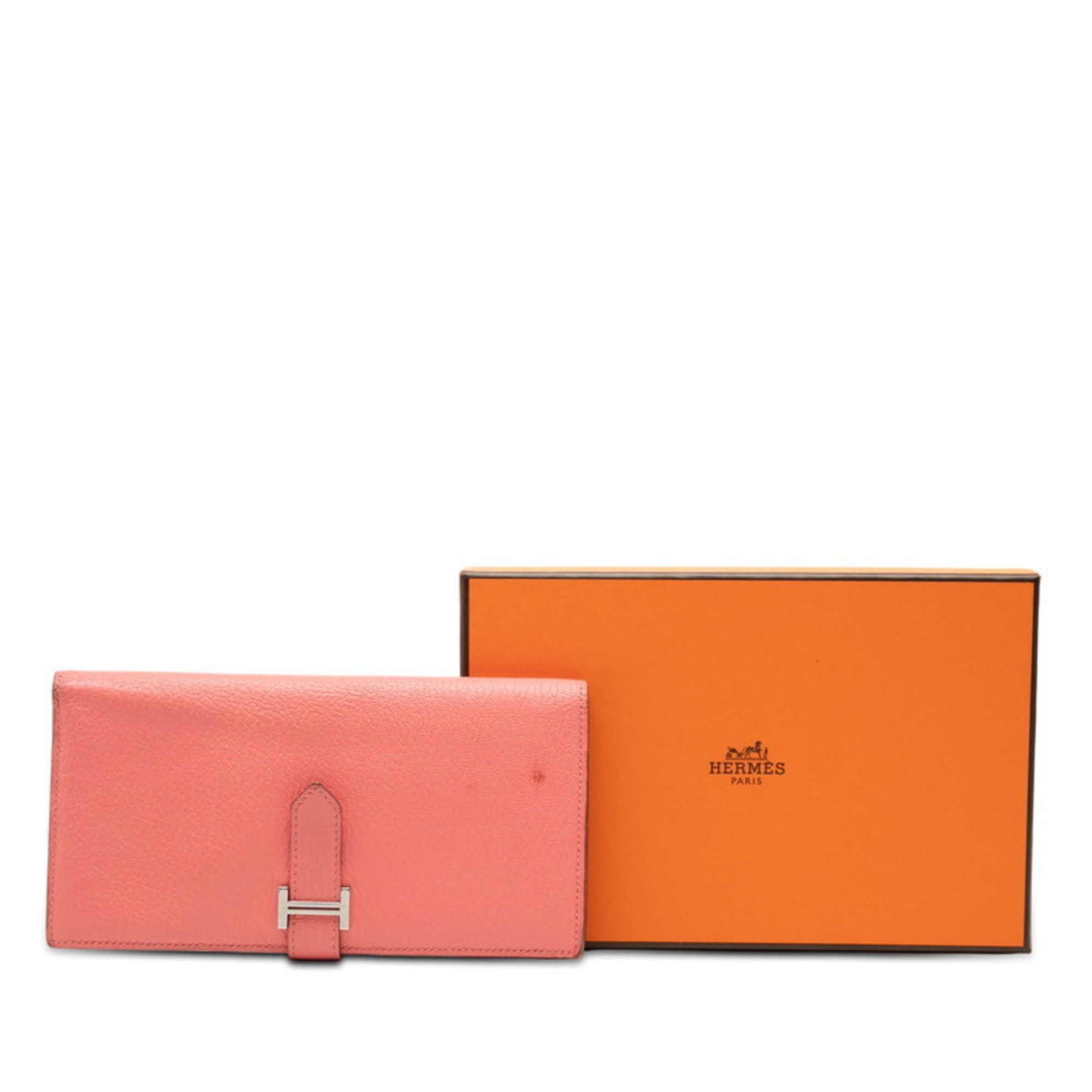 Hermes Hermès Bearn Souffle Long Wallet, Pink, Flamingo Design, Silver Hardware, Chevre Leather, Women's, HERMES Size ONE SIZE - 7 Thumbnail