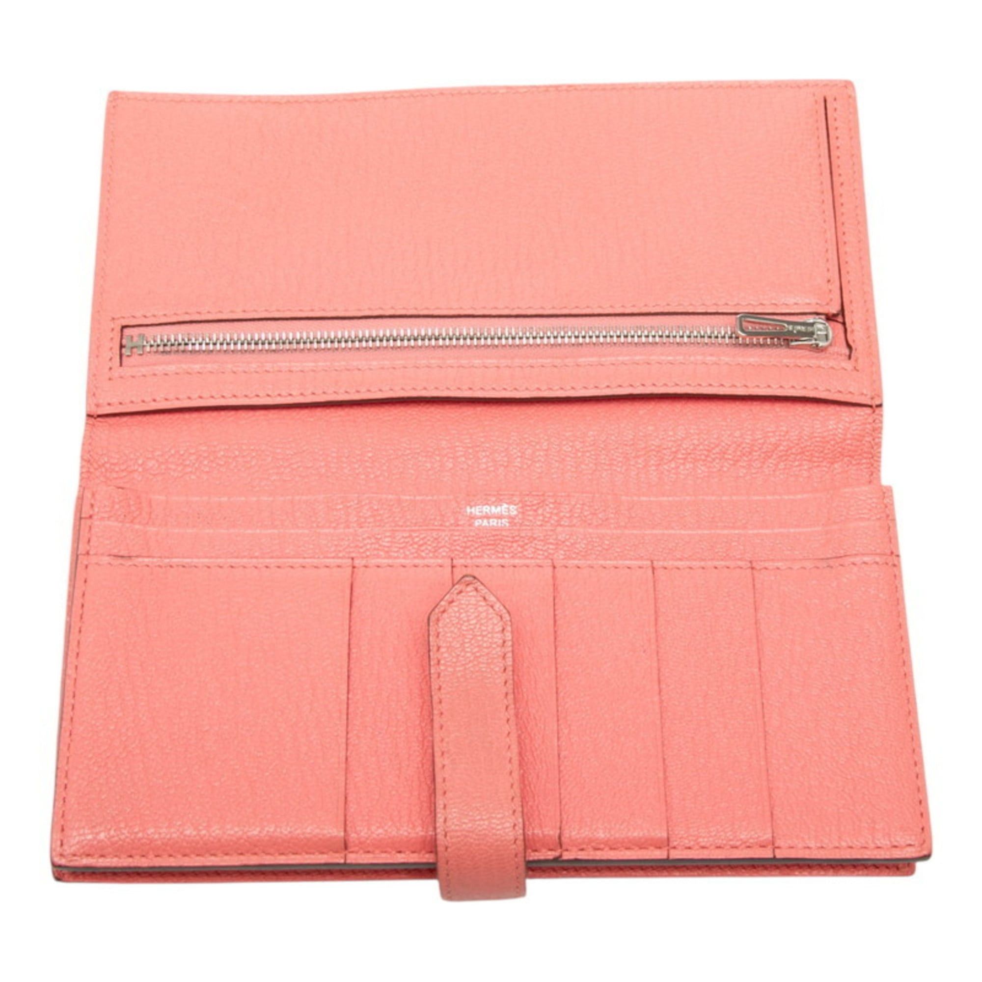 Hermes Hermès Bearn Souffle Long Wallet, Pink, Flamingo Design, Silver Hardware, Chevre Leather, Women's, HERMES Size ONE SIZE - 4 Thumbnail