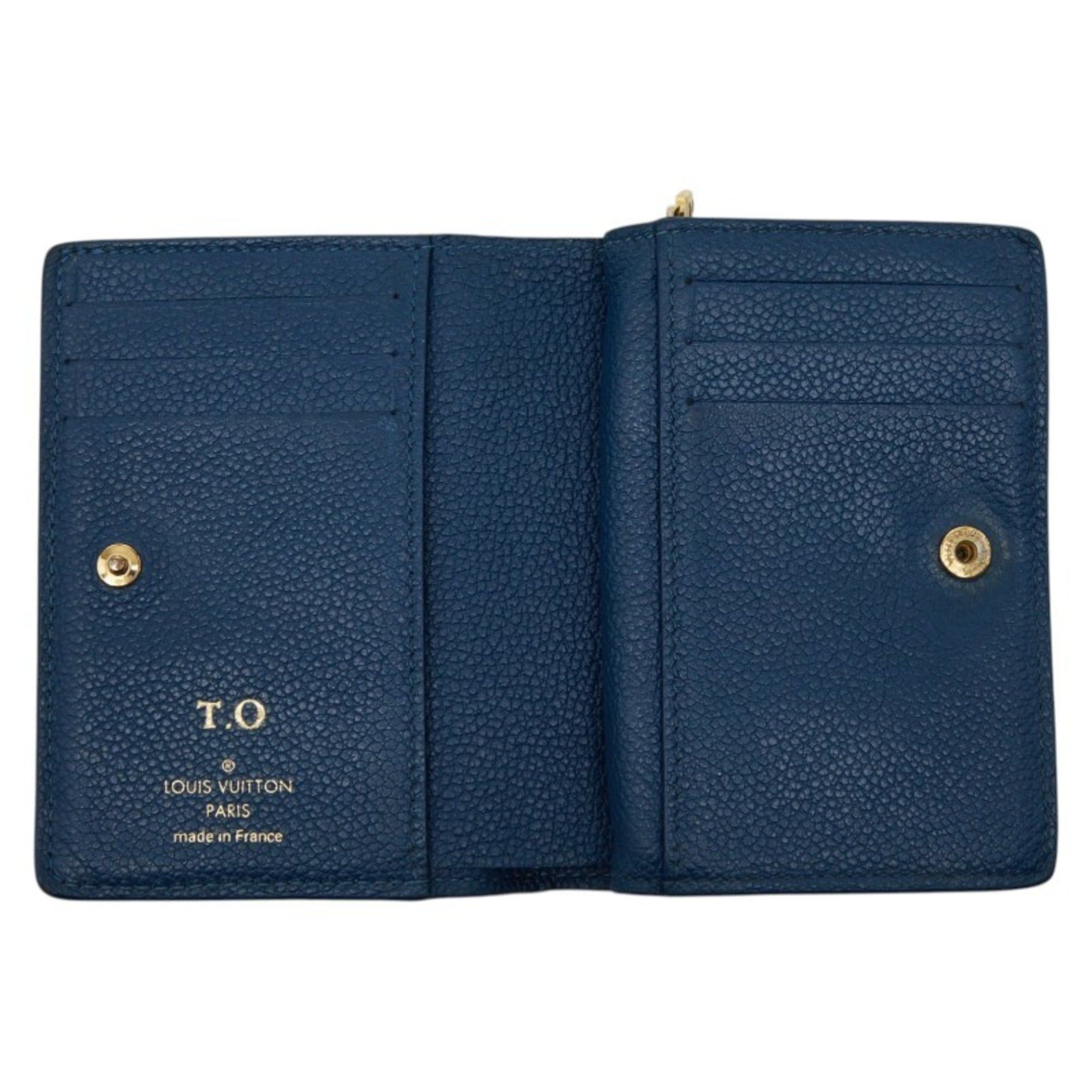 Louis Vuitton Louis Vuitton Two-Tone Monogram Empreinte Portefeuille Claire Bi-fold Compact Wallet M82329 Blue and White Leather Women's LOUIS VUITTON Size ONE SIZE - 6 Thumbnail