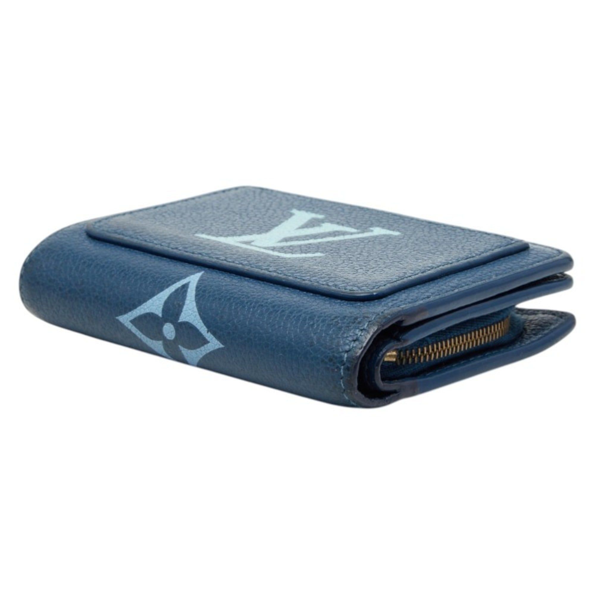 Louis Vuitton Louis Vuitton Two-Tone Monogram Empreinte Portefeuille Claire Bi-fold Compact Wallet M82329 Blue and White Leather Women's LOUIS VUITTON Size ONE SIZE - 4 Thumbnail