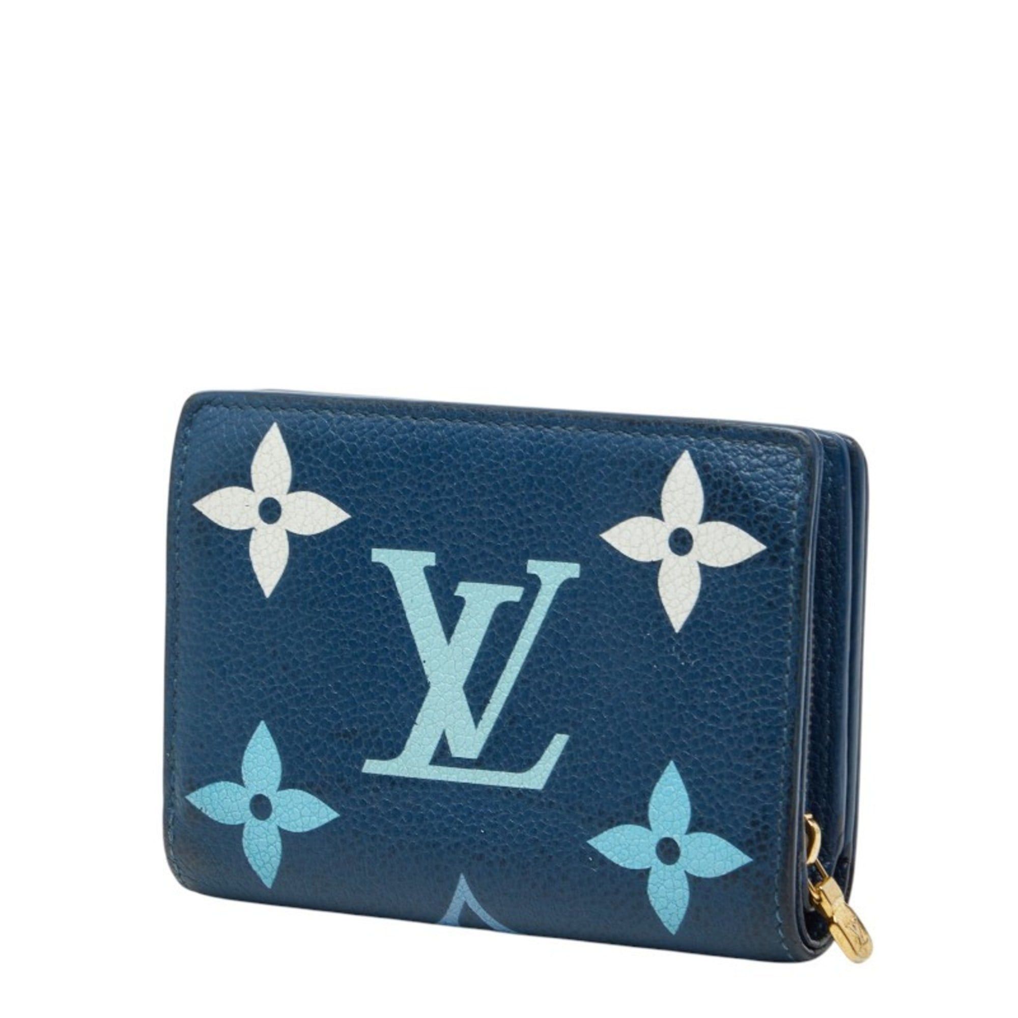 Louis Vuitton Louis Vuitton Two-Tone Monogram Empreinte Portefeuille Claire Bi-fold Compact Wallet M82329 Blue and White Leather Women's LOUIS VUITTON Size ONE SIZE - 2 Thumbnail