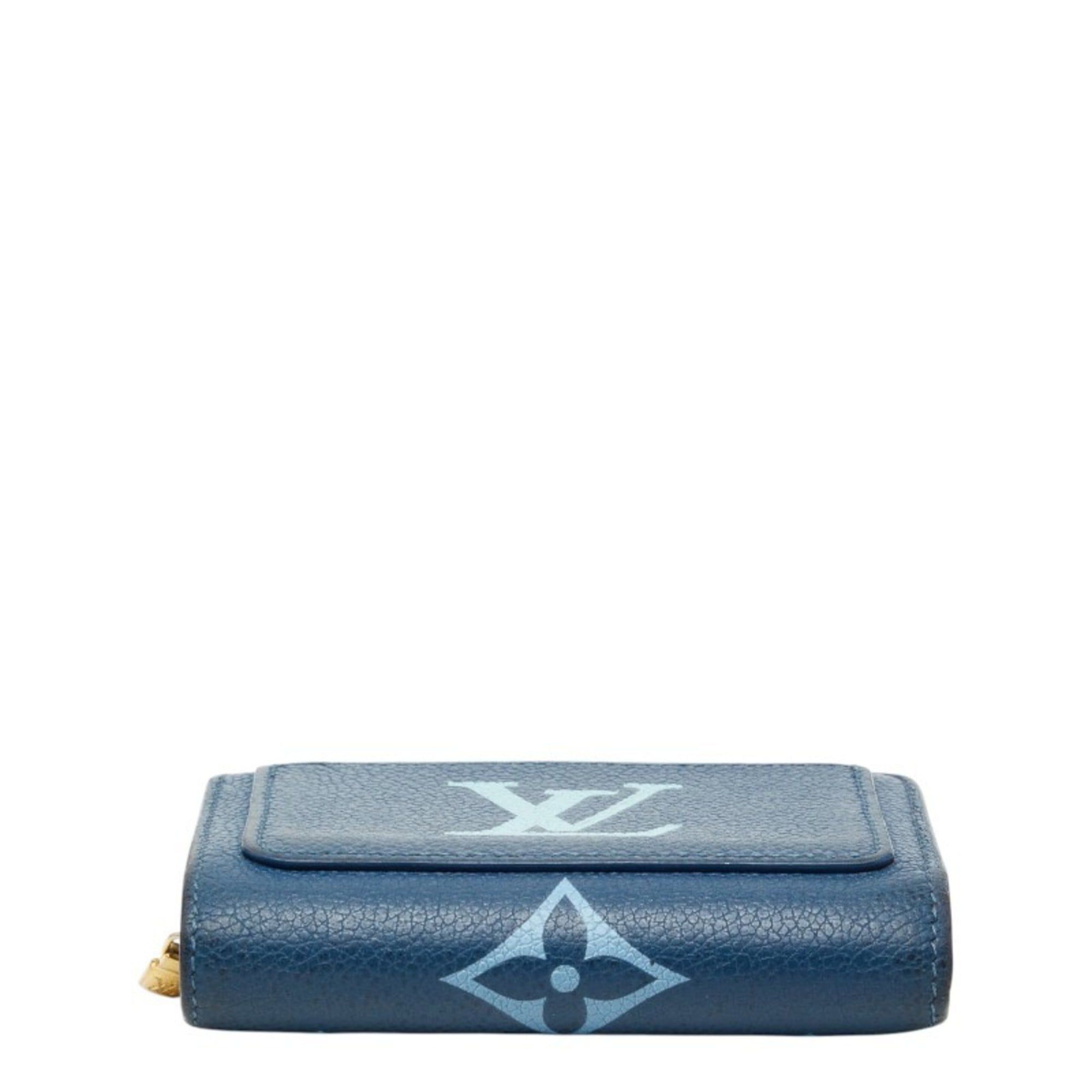 Louis Vuitton Louis Vuitton Two-Tone Monogram Empreinte Portefeuille Claire Bi-fold Compact Wallet M82329 Blue and White Leather Women's LOUIS VUITTON Size ONE SIZE - 3 Thumbnail