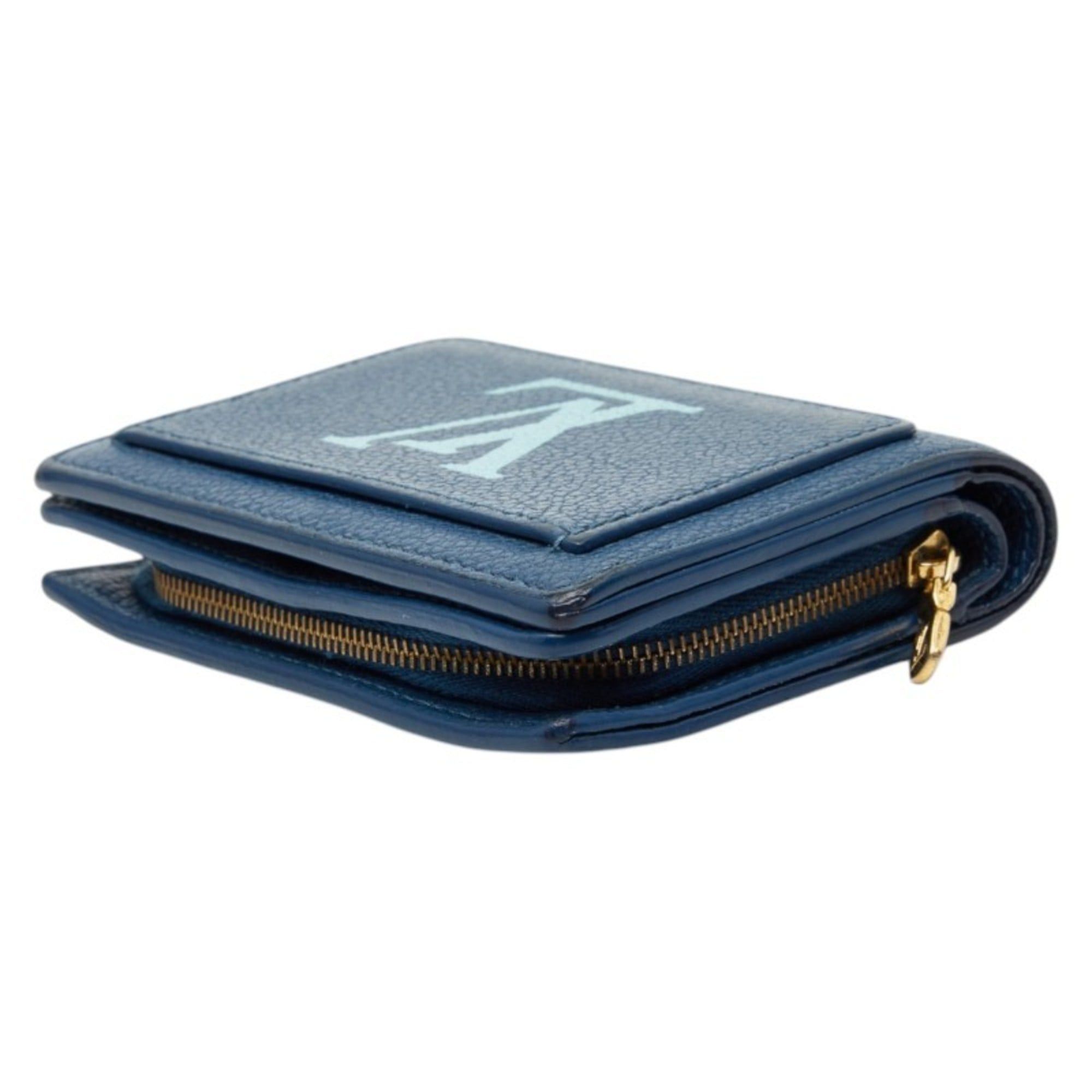 Louis Vuitton Louis Vuitton Two-Tone Monogram Empreinte Portefeuille Claire Bi-fold Compact Wallet M82329 Blue and White Leather Women's LOUIS VUITTON Size ONE SIZE - 5 Thumbnail