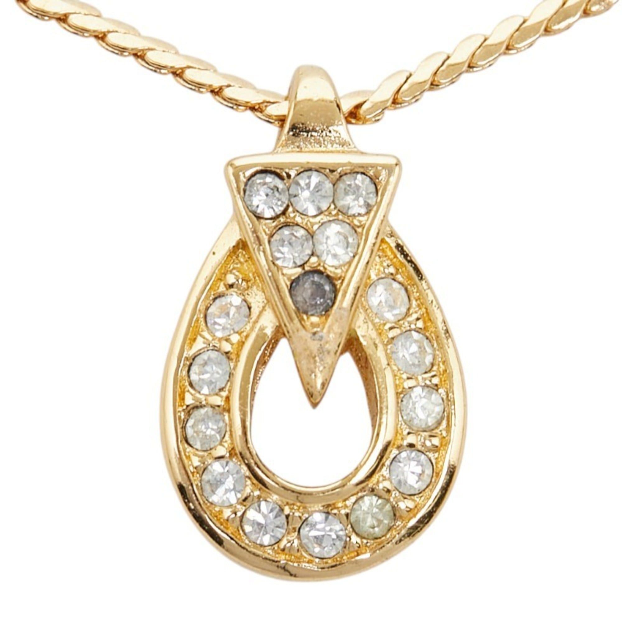 Dior Christian Dior Dior CD logo necklace in gold with plated rhinestones for women. Size ONE SIZE - 2 Thumbnail