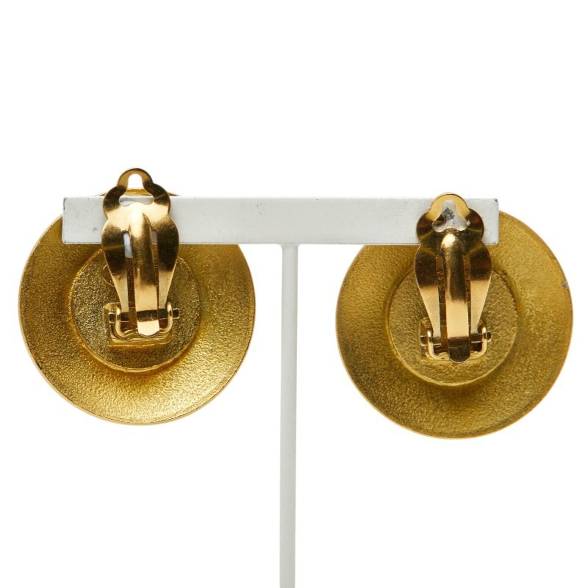 Chanel CHANEL Coco Mark Round Earrings, Vintage Gold and Black Plated, Women's Size ONE SIZE - 3 Thumbnail