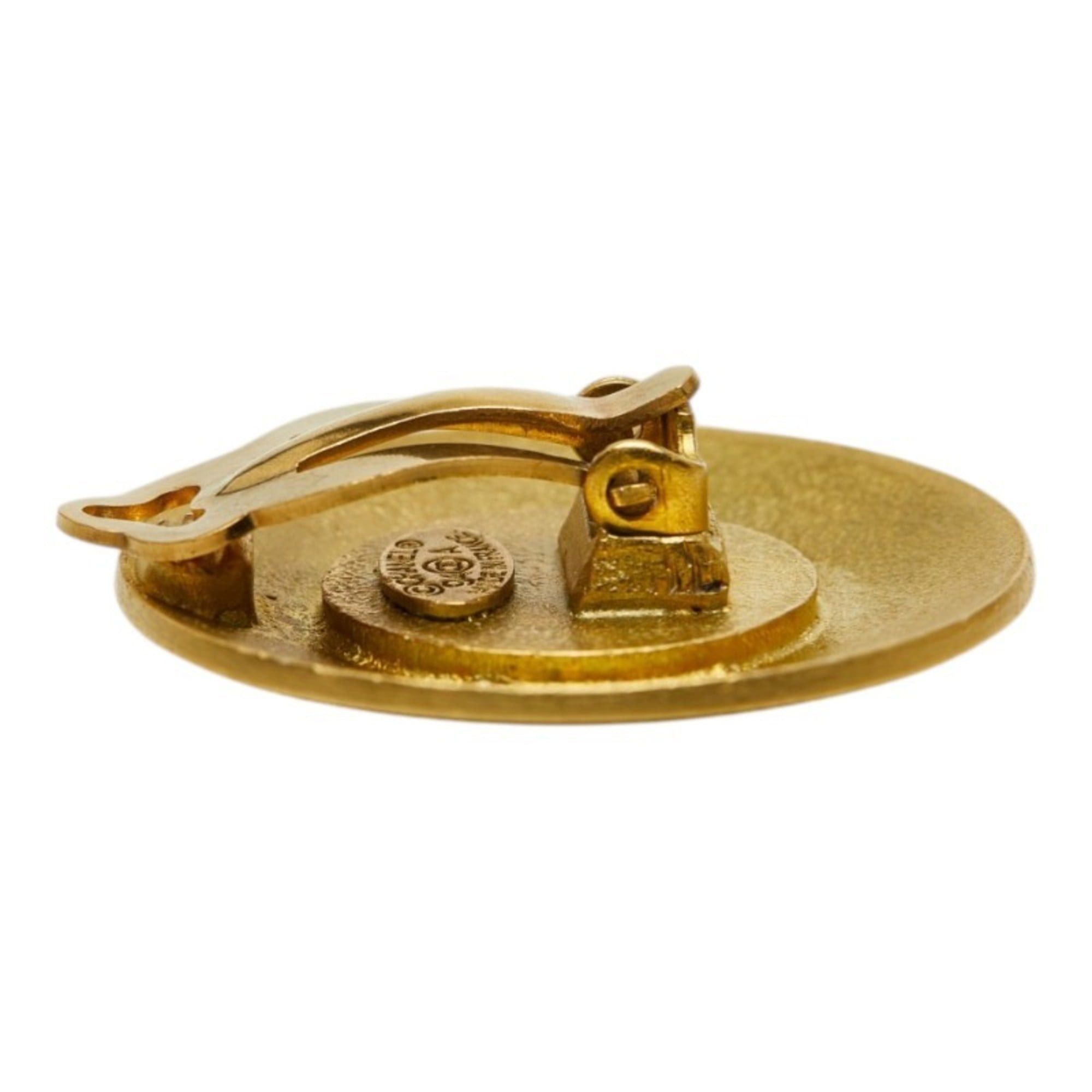 Chanel CHANEL Coco Mark Round Earrings, Vintage Gold and Black Plated, Women's Size ONE SIZE - 4 Thumbnail