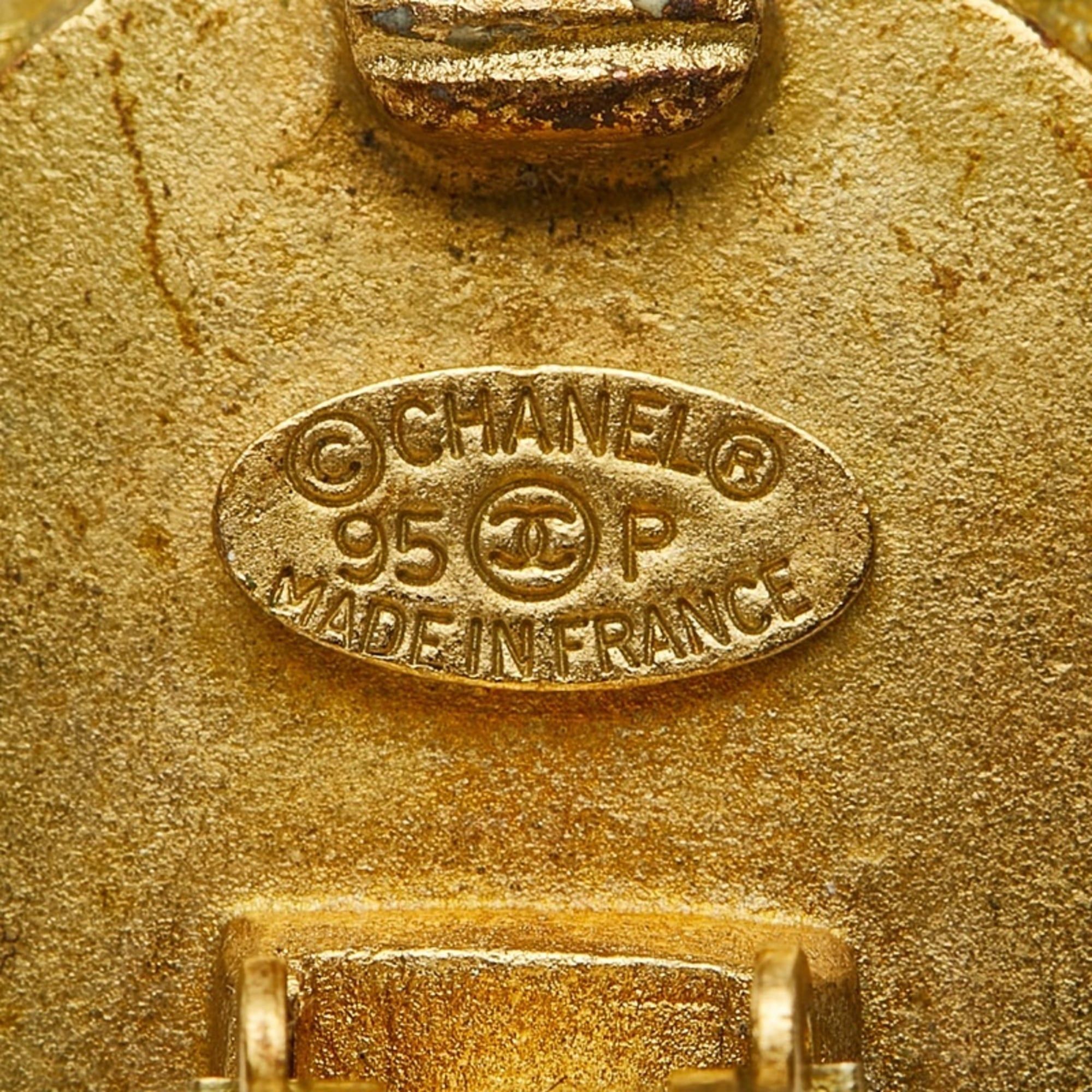 Chanel CHANEL Coco Mark Vintage Earrings, Gold and Black Plated, Women's Size ONE SIZE - 4 Thumbnail