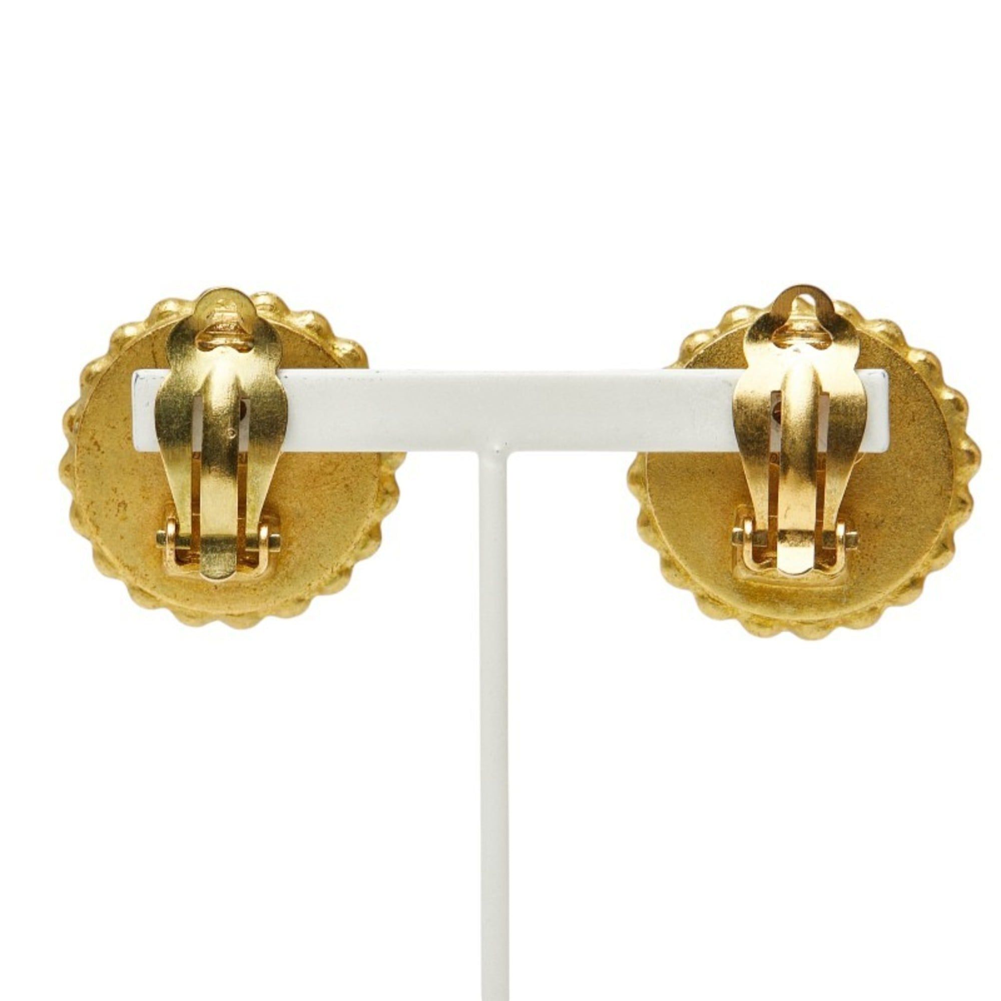 Chanel CHANEL Coco Mark Vintage Earrings, Gold and Black Plated, Women's Size ONE SIZE - 3 Thumbnail