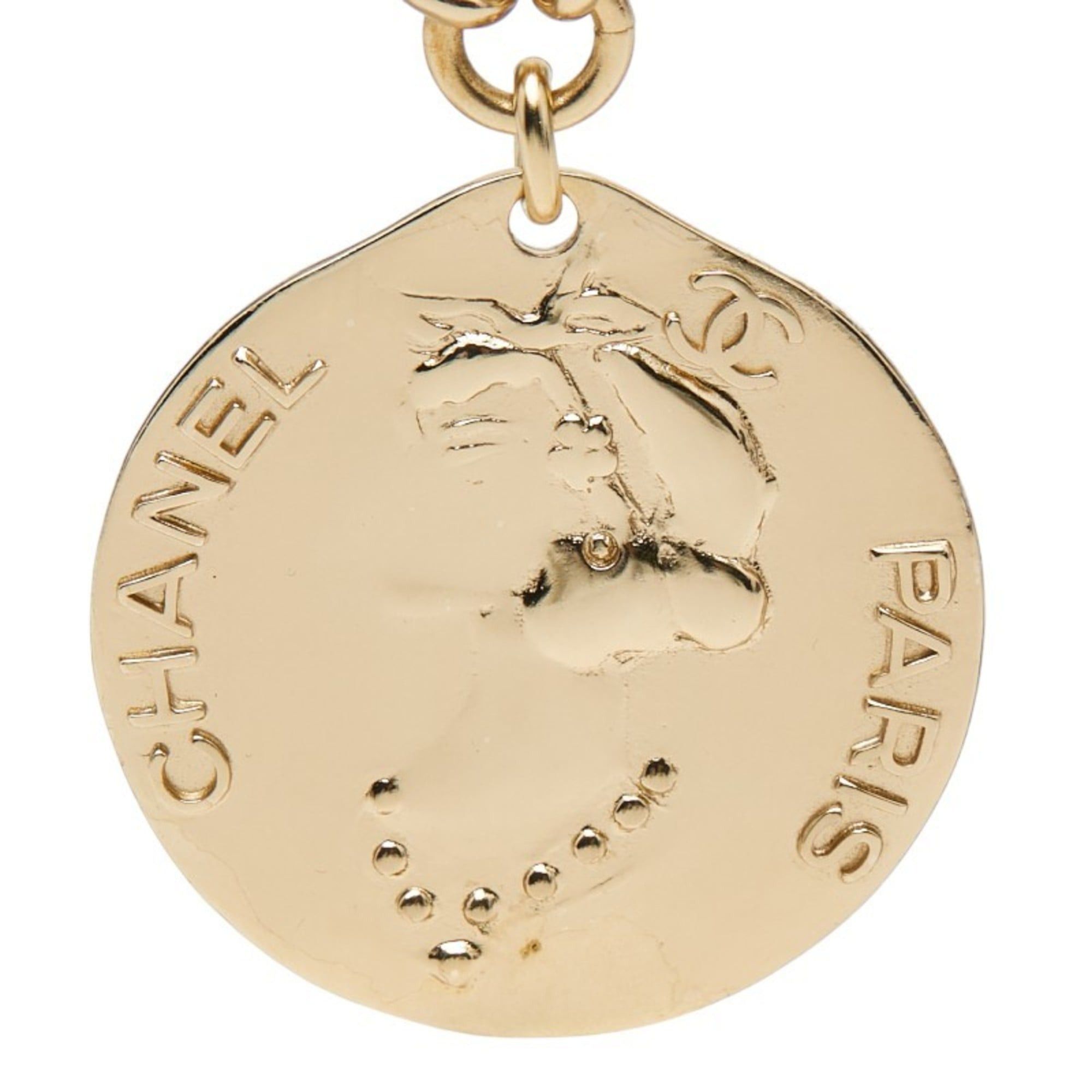 Chanel Chanel Coco Mark Chain Pendant Necklace in Gold and Black Plated Leather for Women Size ONE SIZE - 2 Thumbnail
