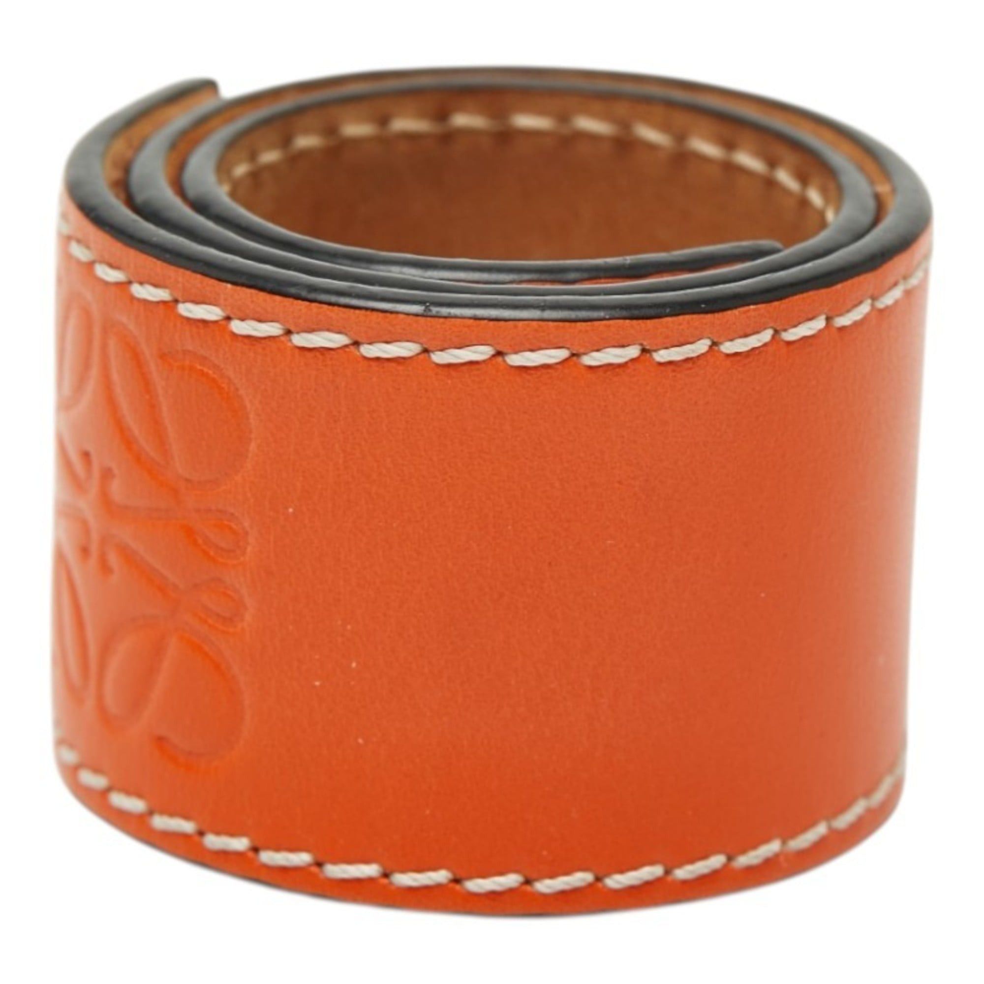 Loewe LOEWE Anagram Slap Embossed Bracelet/Bangle in Orange Leather for Women Size ONE SIZE - 3 Thumbnail