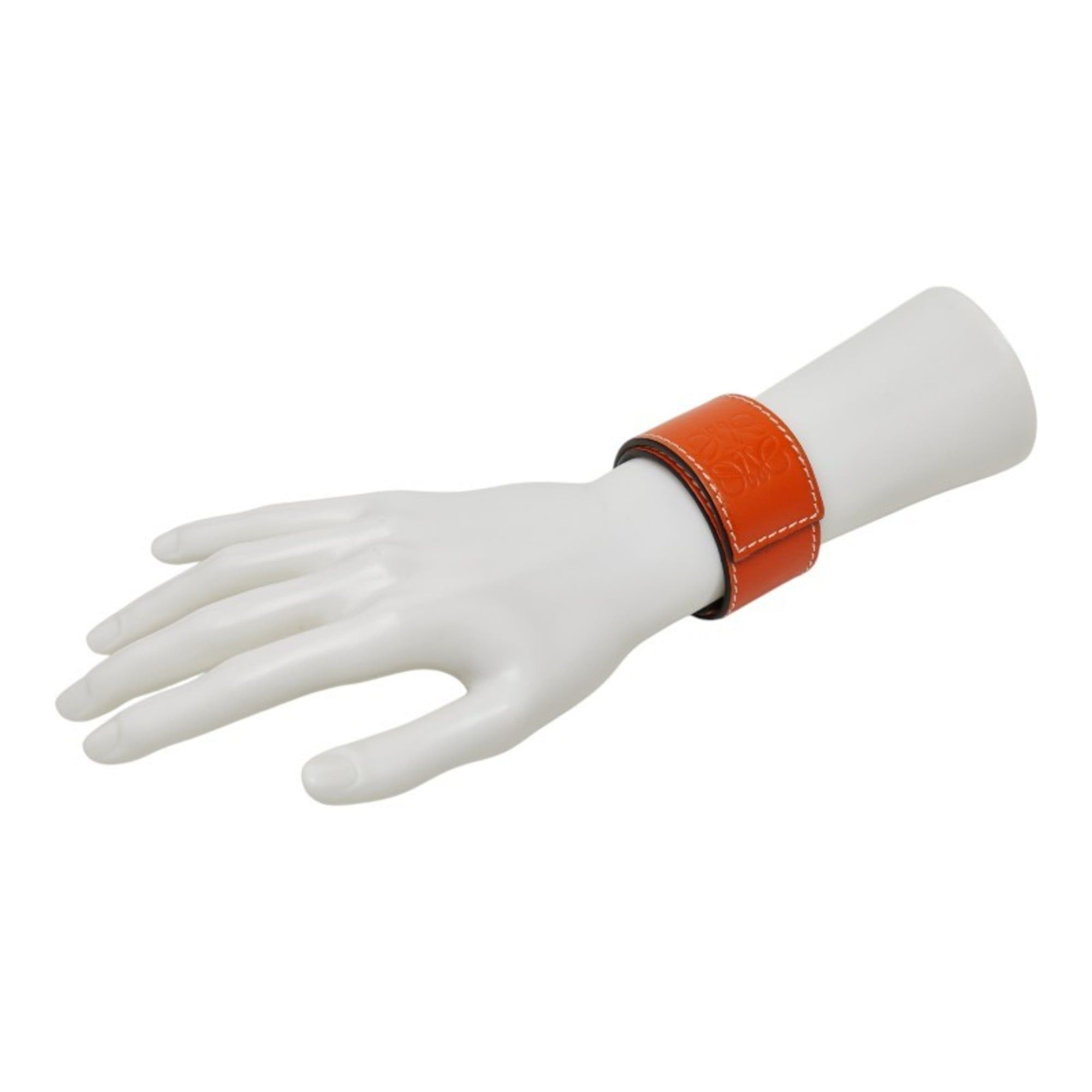 Loewe LOEWE Anagram Slap Embossed Bracelet/Bangle in Orange Leather for Women Size ONE SIZE - 5 Thumbnail