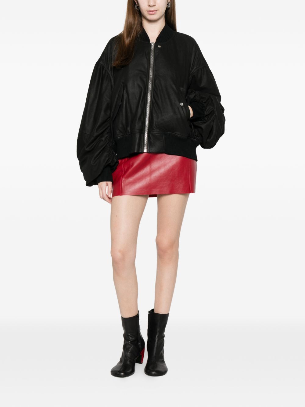 Rick Owens LEATHER PADDED BOMBER JACKET Size S / US 4 / IT 40 - 4 Thumbnail