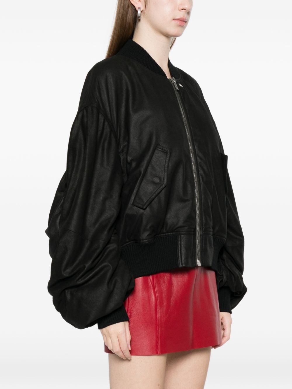 Rick Owens LEATHER PADDED BOMBER JACKET Size S / US 4 / IT 40 - 5 Thumbnail
